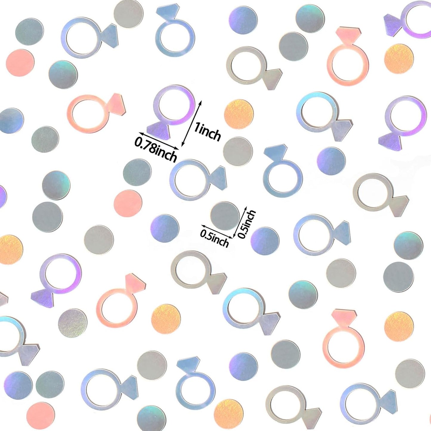 200PC Wedding Confetti for Tables Bachelorette Confetti Ring Confetti Scatters Suitable for Iridescent Themed Bridal Shower Engagement Hen Party Decorations
