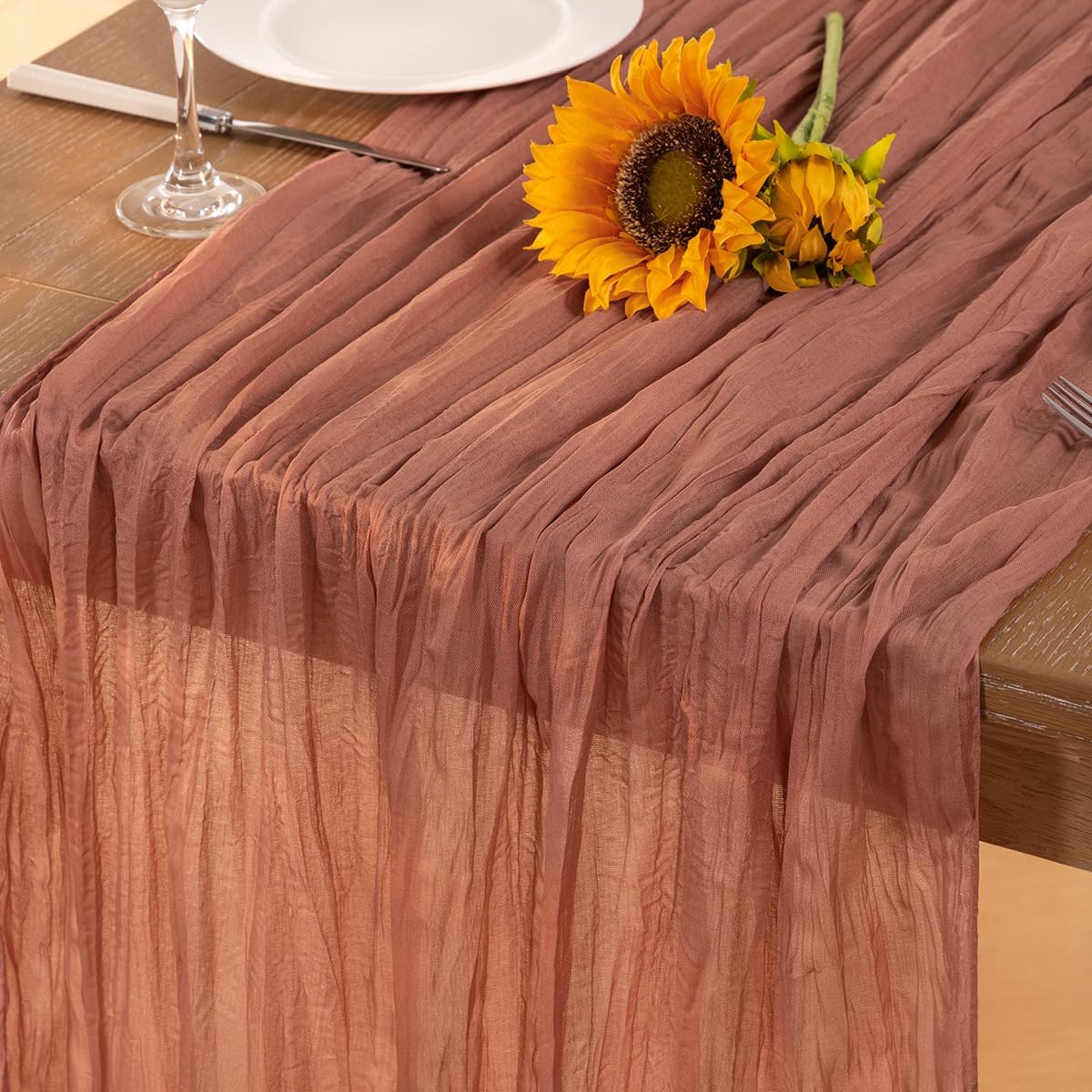 Dusty Rose Cheesecloth Table Runner Fall Table Runner Boho Gauze 120 Inches Cheese Cloth Fall Table Decorations for Thanksgiving Wedding Bridal Baby Shower Birthday Party Decor