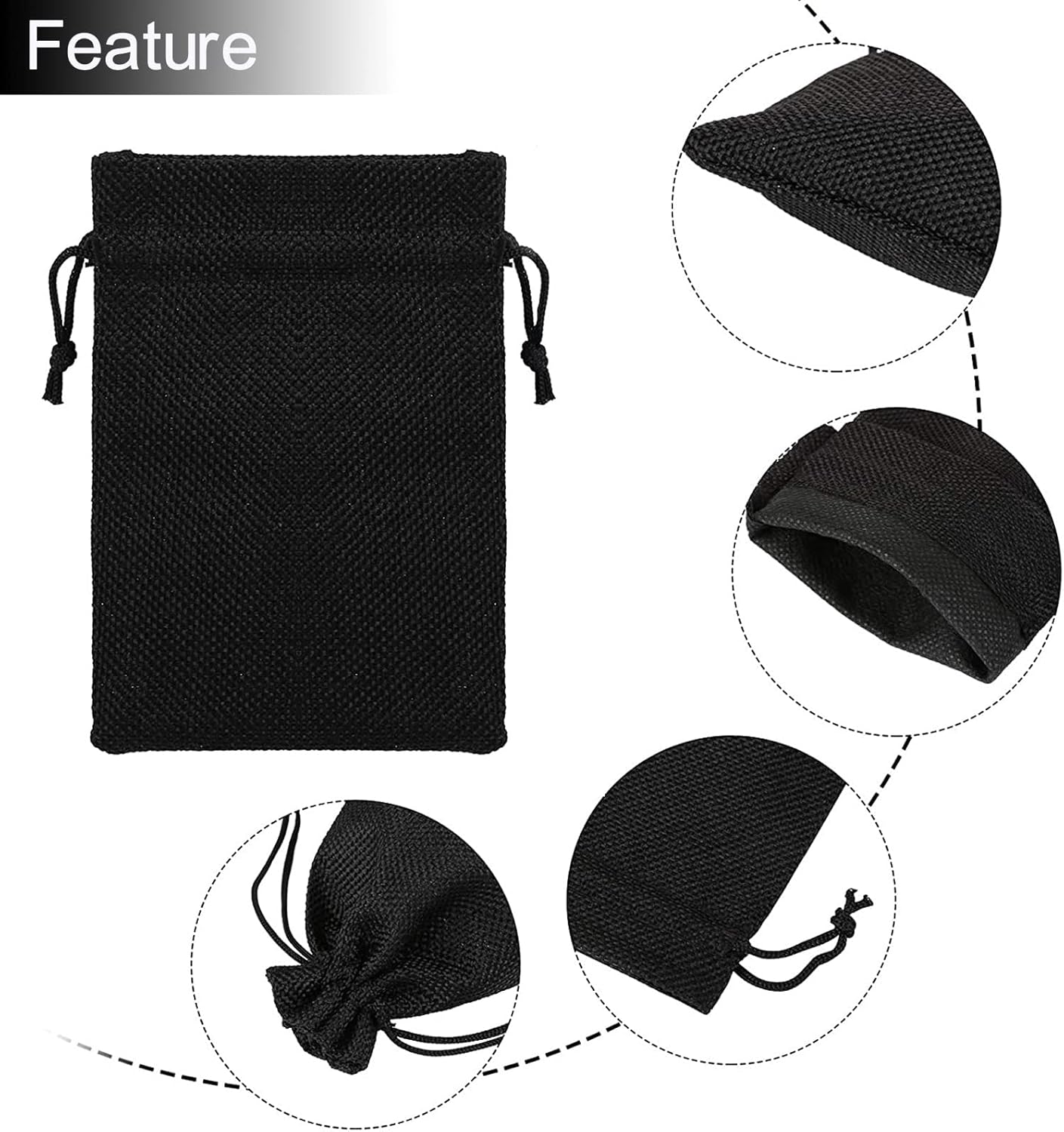 20Pcs Black Burlap Gift Bags with Drawstring, 5.9 x 7.5 Inch Linen Jewelry Gift Bags for Halloween Goodies Christmas Wedding Favor and DIY Craft