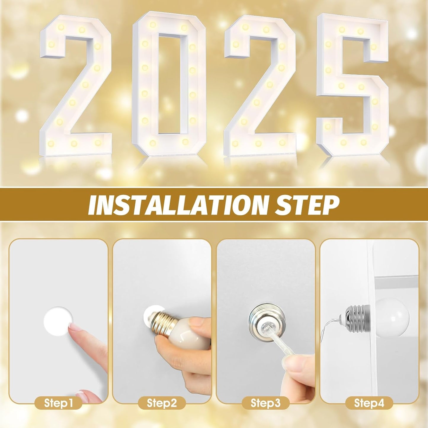 Ledido 4FT Marquee Light Up Numbers Large Light Up Letters for Party Decoration, Marquee Numbers for 100th Birthday Anniversary, Pre-cut Foam Board Assembly Required Number 0