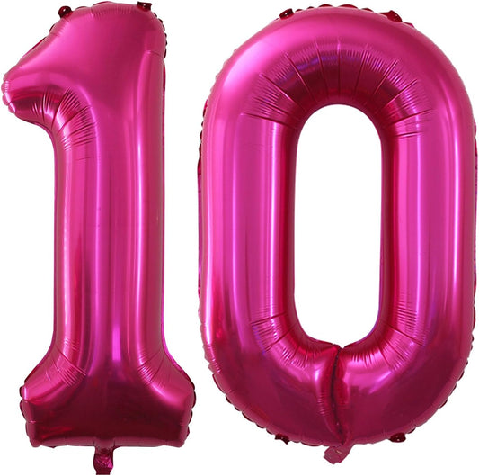 GOER Number 10 Balloons for 10th Birthday Party Decorations,42 Inch Jumbo Foil Helium Balloons for 10th Anniversary (Bright Peach)
