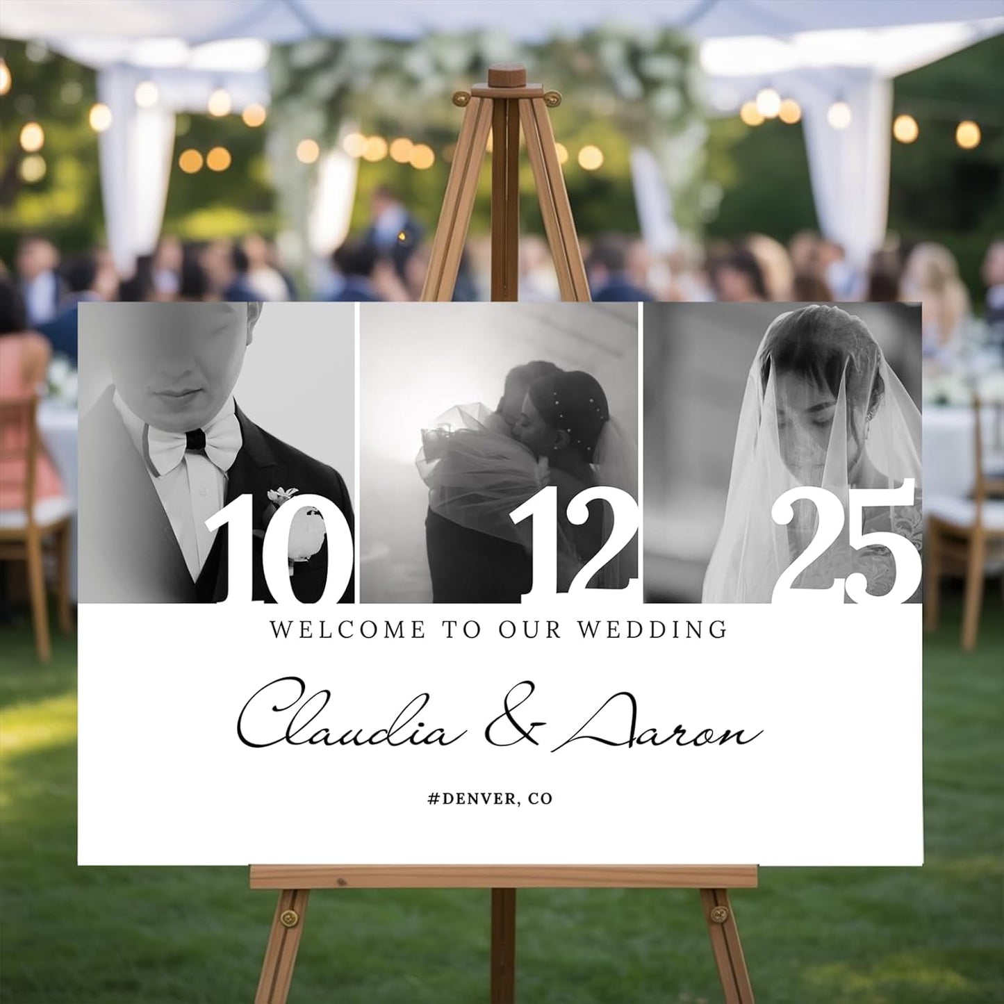 Personalized Wedding Welcome Sign with Photo, Customized Welcome to The Weddings Board for Bride & Groom, Canvas Poster Decor with Photo for Ceremony or Reception, Bridal Party