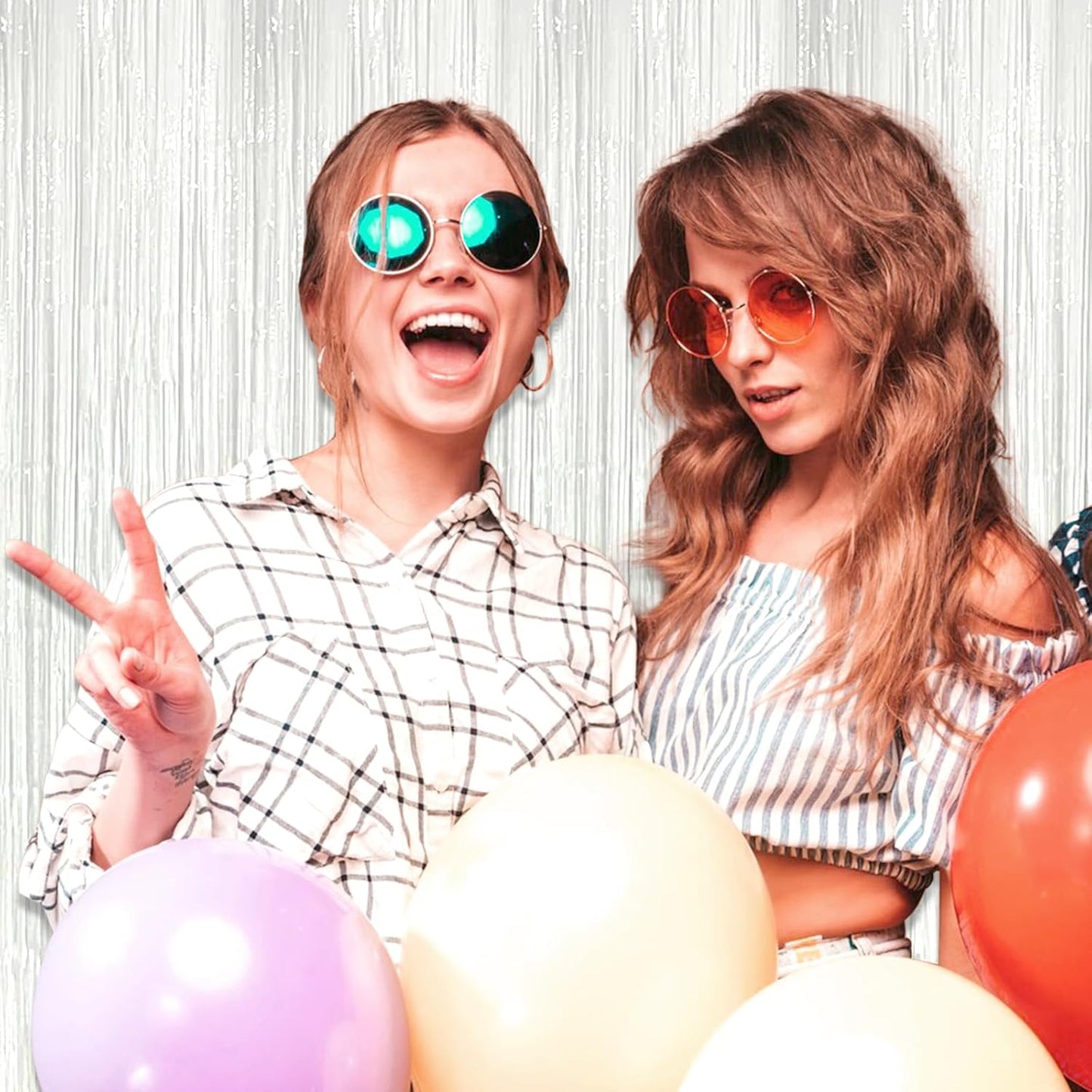 3 Pack White Foil Fringe Curtain Backdrop, 3.28Ft x 8.2Ft Metallic Tinsel Foil Fringe Streamer Curtains for Photo Booth, Mother's Day, Easter, Birthday, Wedding Party Decorations