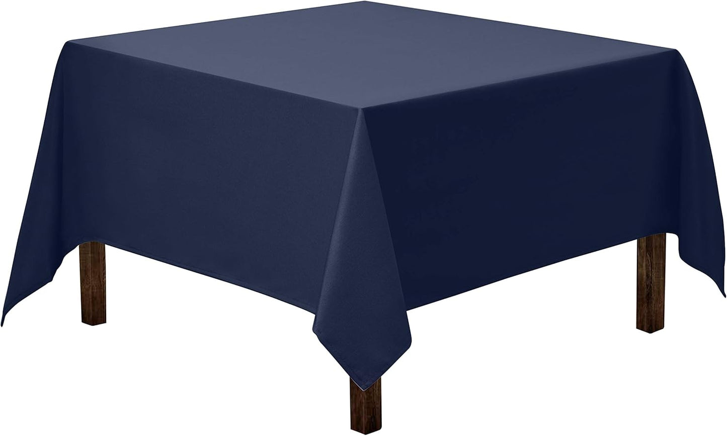 Gee Di Moda Square Tablecloth - 52 x 52 Inch Navy Blue Table Cloth for Small Square or Round Tables - Heavy Duty Washable Fabric - for Buffet Table, Holiday Party, Dinner, Wedding & Baby Shower