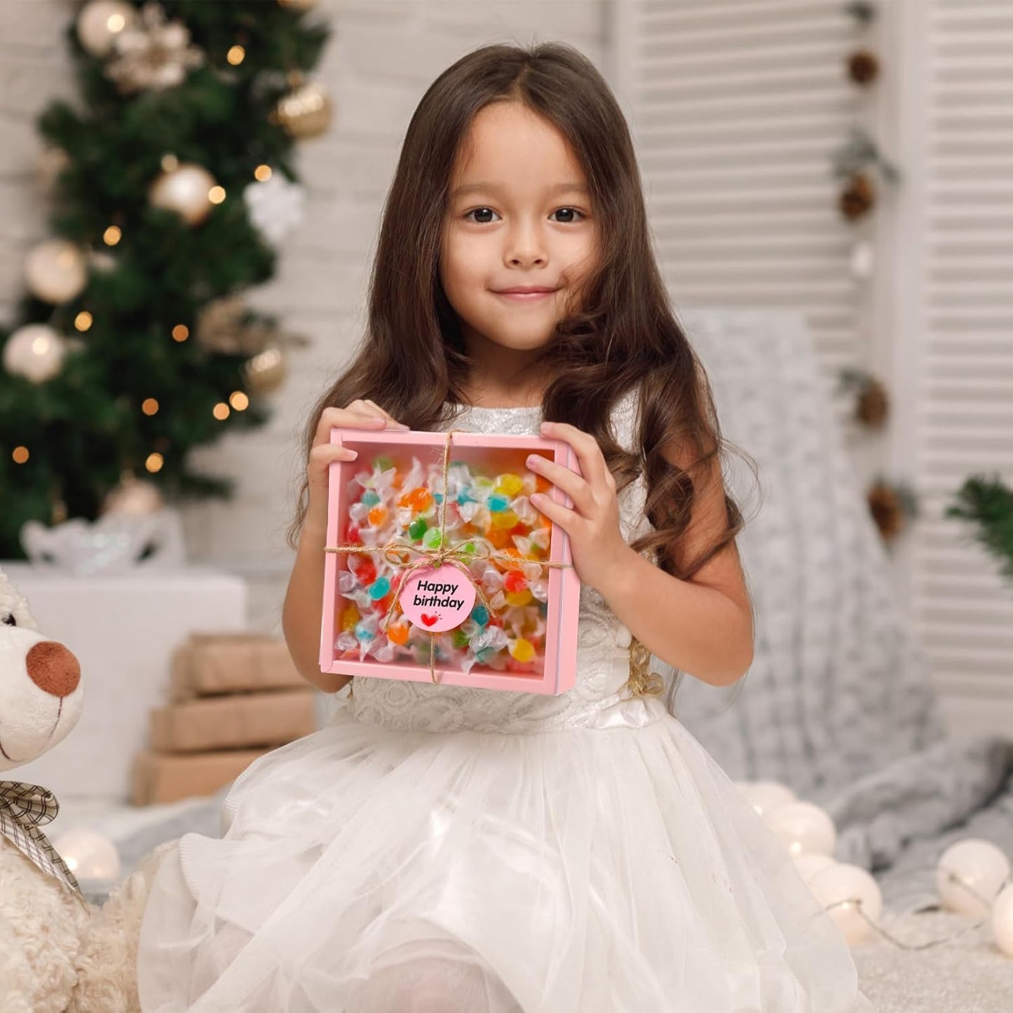 Roowest 50 Sets Kraft Soap Boxes Rectangle Packaging Box with Window Homemade Gift Box with Blank Tags and Jute String for Jewelry Candy Wrapping Party Favor(6.5 x 6.5 x 2 Inch,Pink)