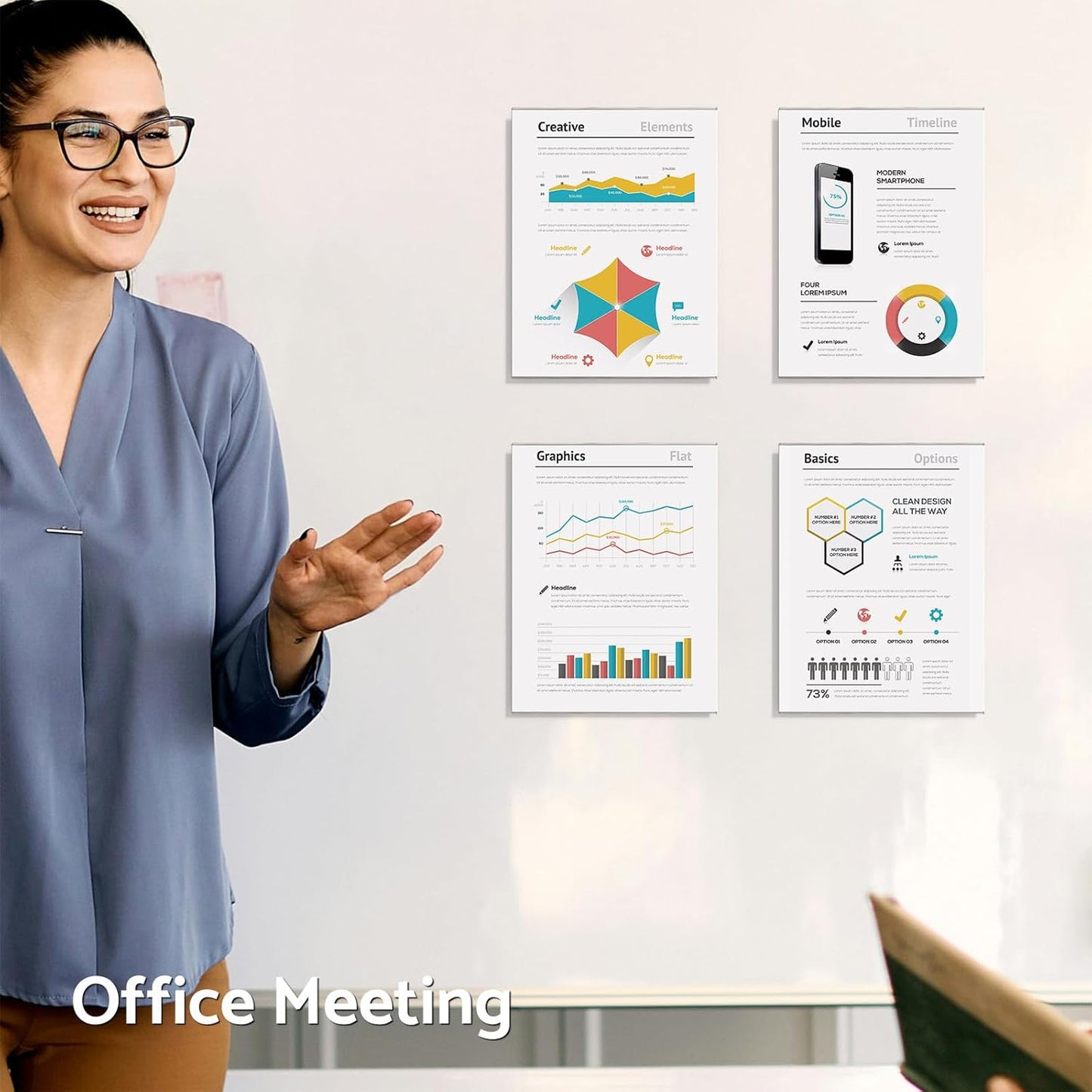 HIIMIEI Magnetic Acrylic Sign Holder 8.5 x 11 - Clear Document Paper Holders with 4 Corner Magnets, Vertical Photos Display Frames for Refrigerator, Office, Home, Classrooms (6 Pack)