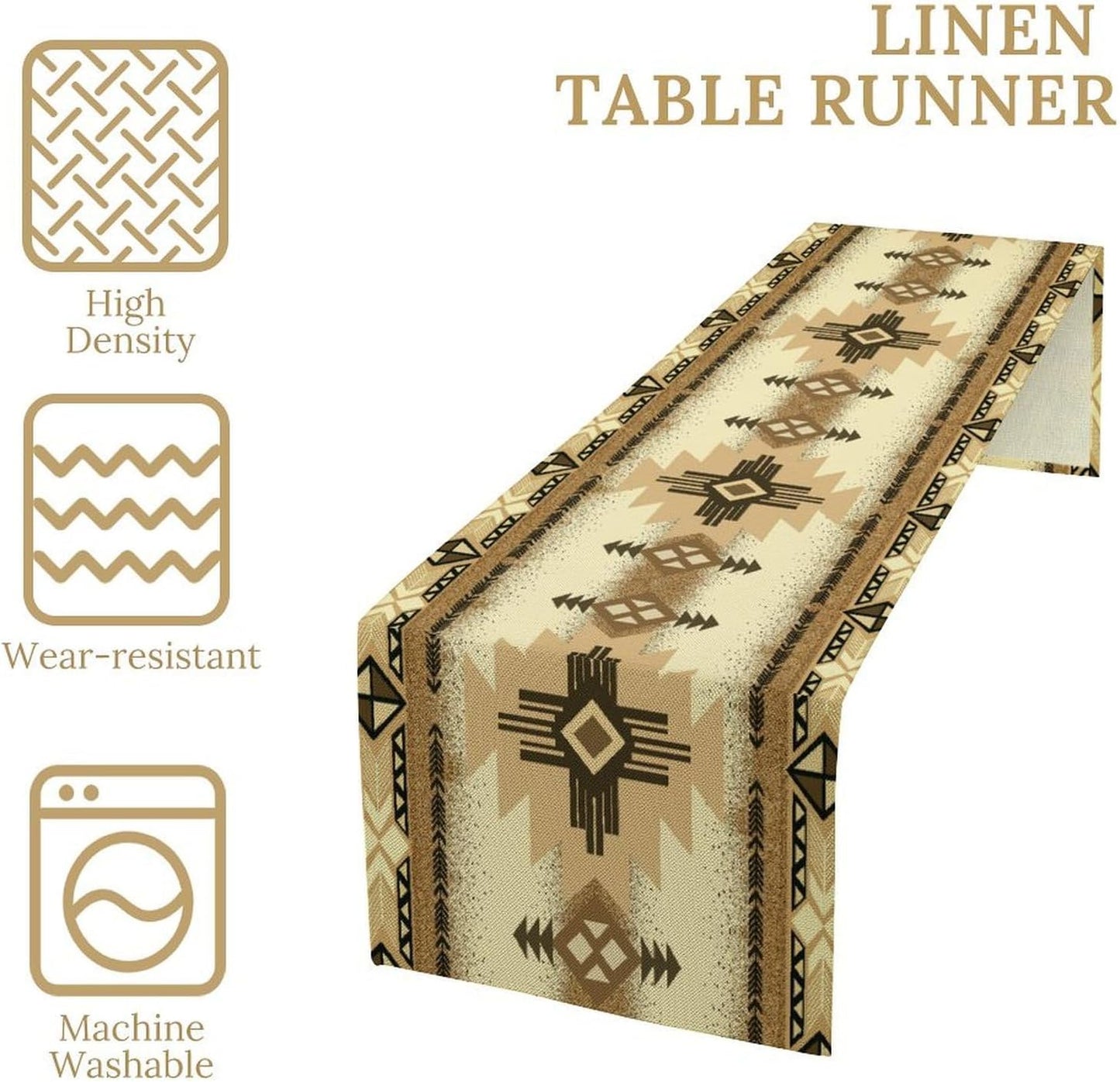 Aztec Table Runner Southwestern Ethnic Style Geometric Navajo Tribe Abstract Pattern Vintage Rustic Table Dinner Table Runner 13x60 Inch