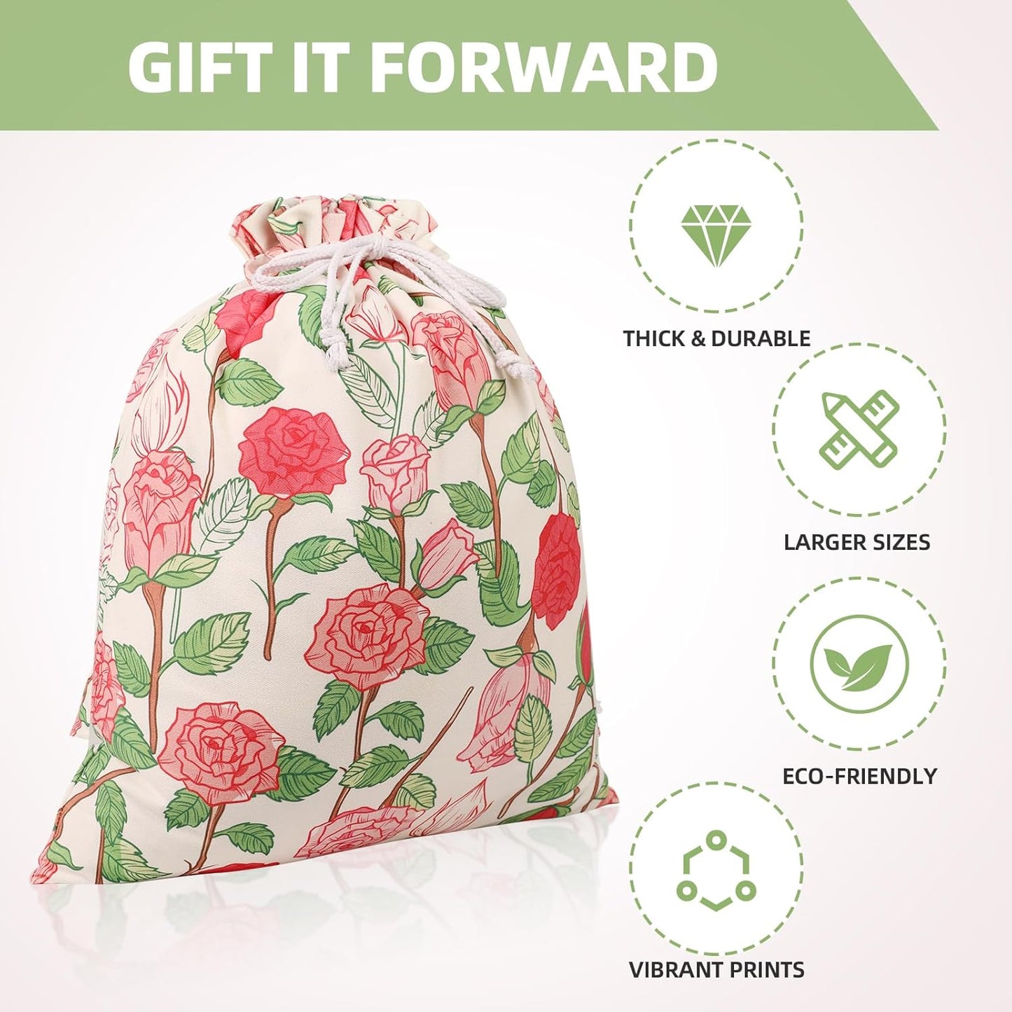 Drawstring Gift Bags,Extra Large 24"x 20" | Premium Canvas Storage Bags | Reusable Fabric | Perfect for Baby Showers,Birthday Parties | Rosy