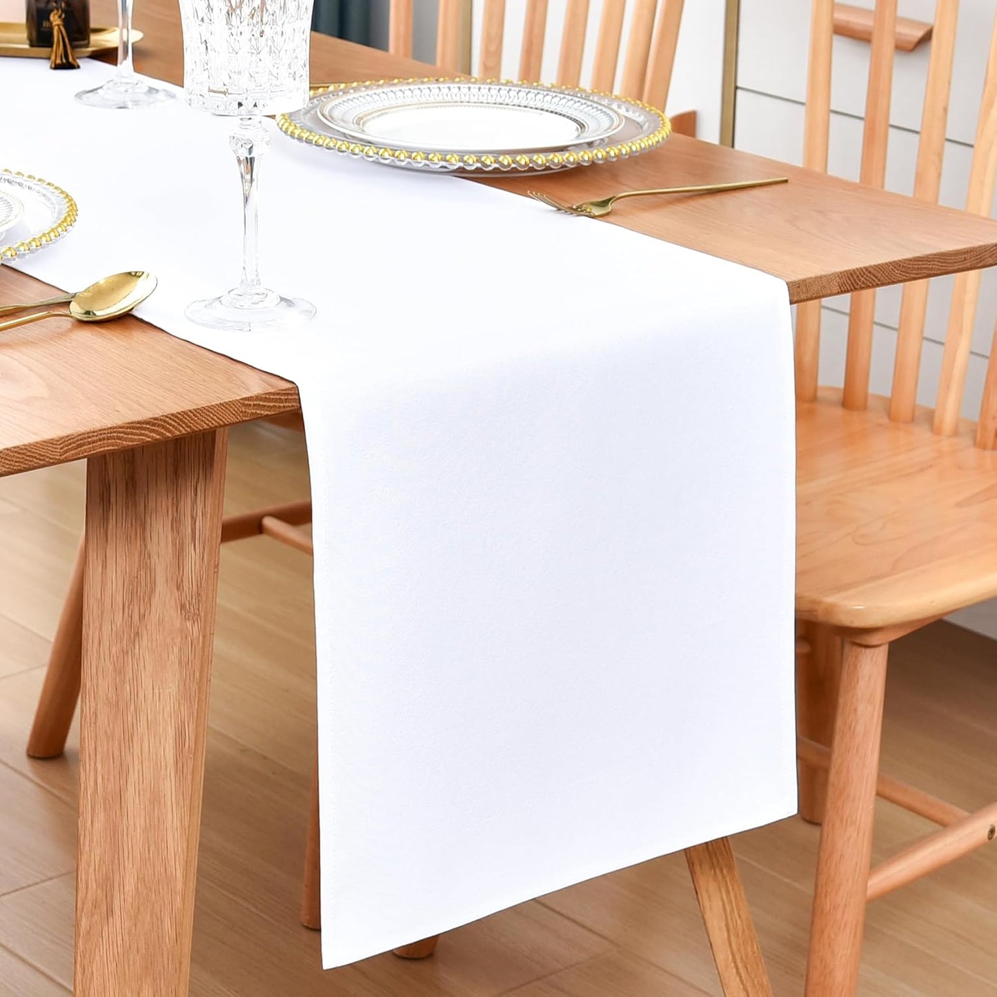 Farmhouse White Table Runner Dining Table Runners 90 Inches Long Coffee Table Runner for Dresser Living Room Bedroom Holiday Party Banquet 12X90 Inch