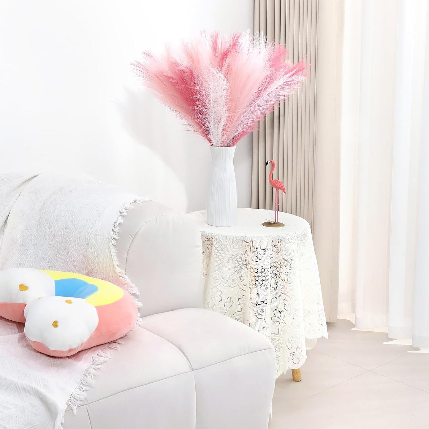 Pink Pampas Grass Decor 30 Pcs 21.7 Inch Faux Pampas Grass Bulk Artificial Dried Flowers Small Vase Filler Pompas Grass.