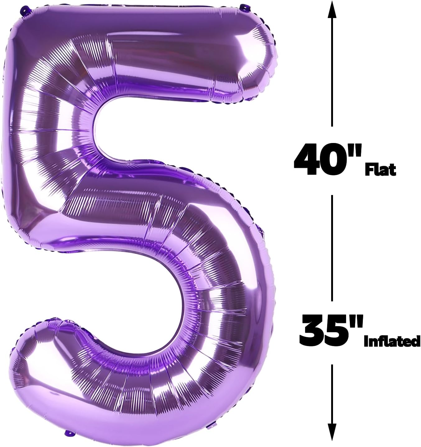Purple 40 Inch Large Number 5 Birthday Balloon, Five 5th 15 25 35 50 55 Birthday Celebration Decorations, Foil 5 Mylar Helium Number 5 Balloons Girl Boy Anniversary Party Supplies