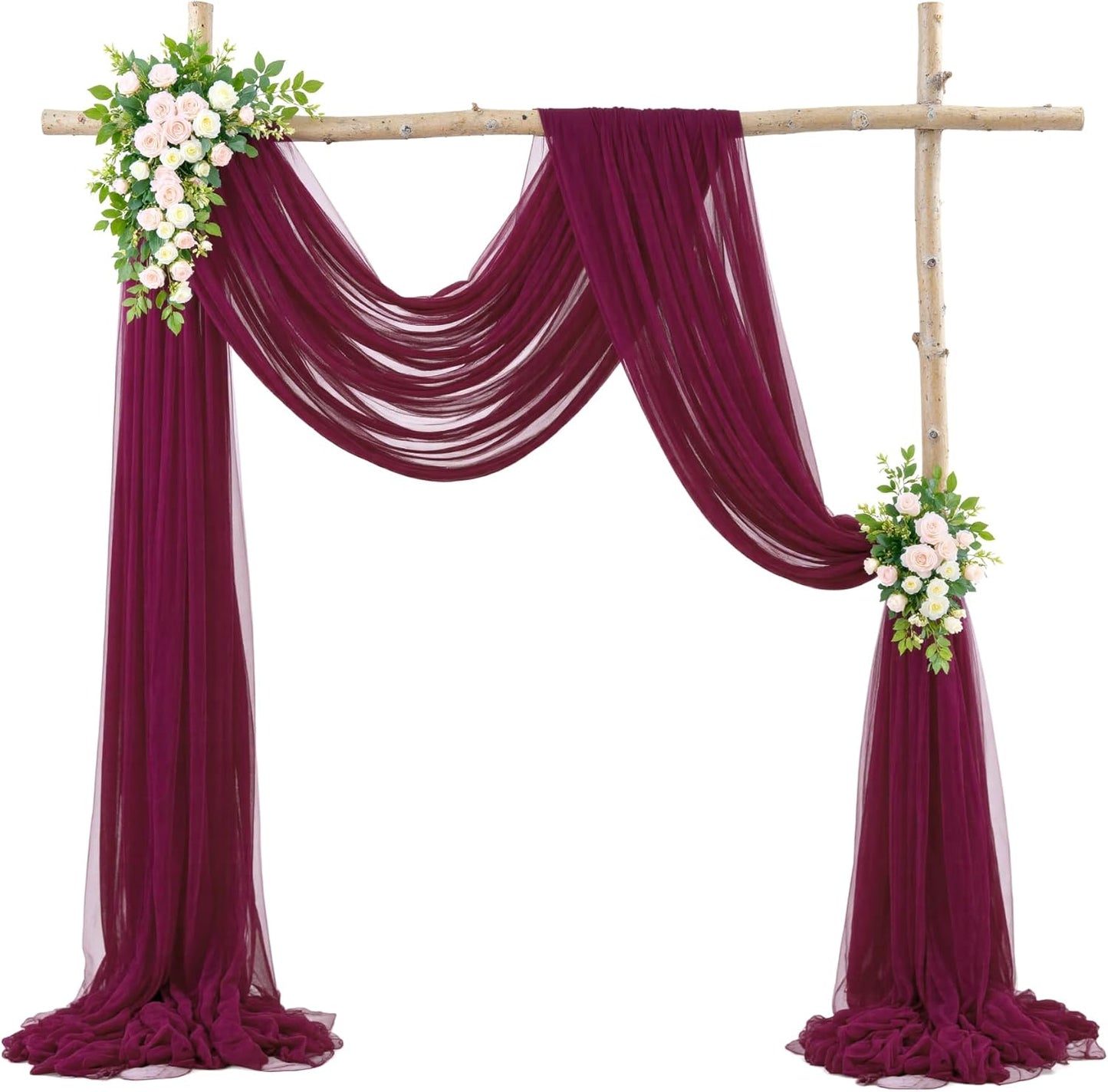 Wedding Arch Draping Fabric Backdrop 1 Panel 30" x 19Ft Burgundy Drapes Curtains for Wedding Reception Sheer Tulle Backdrop Curtain for Ceremony Birthday Party Baby Shower Arbor Ceiling Decorations