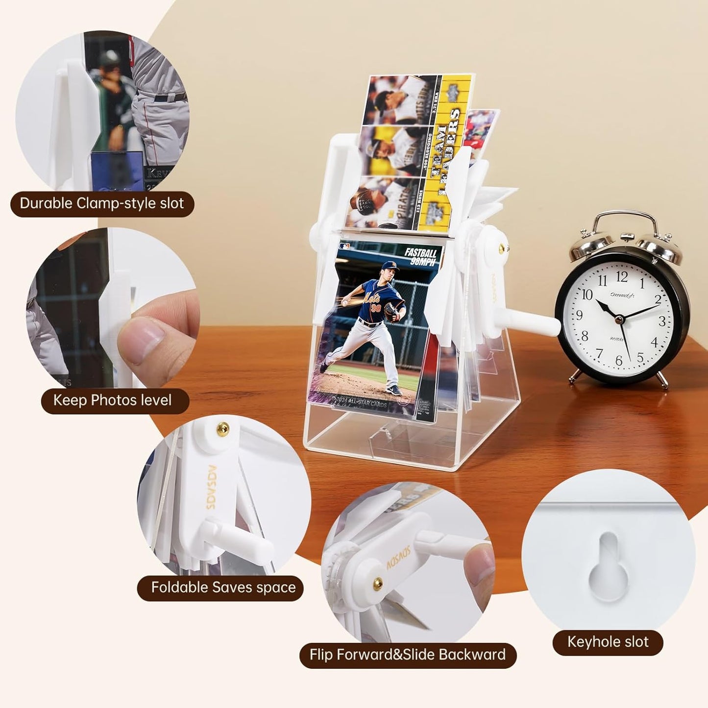 24-Slot Card Flip Book Display Stand,Trading Card Holder with Clear Protector for Gaming Cards, MTG, Sports Cards (Baseball/Basketball)