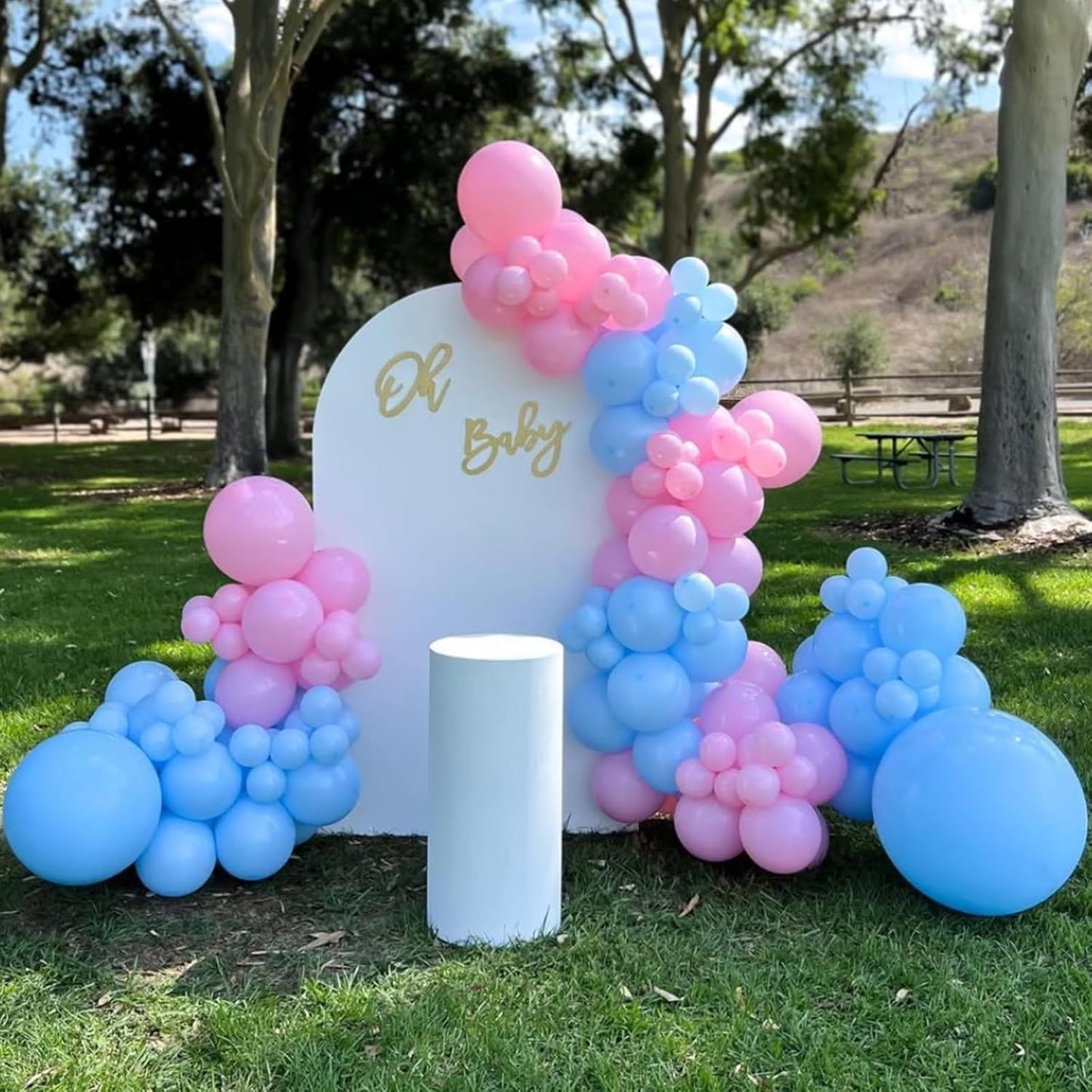 Pink and Blue Balloons Garland Arch Kit, Gender Reveal Balloons Arch Kit, Metallic Blue Pink Balloon for Boy or Girl Gender Reveal Birthday Baby Shower Party Decorations
