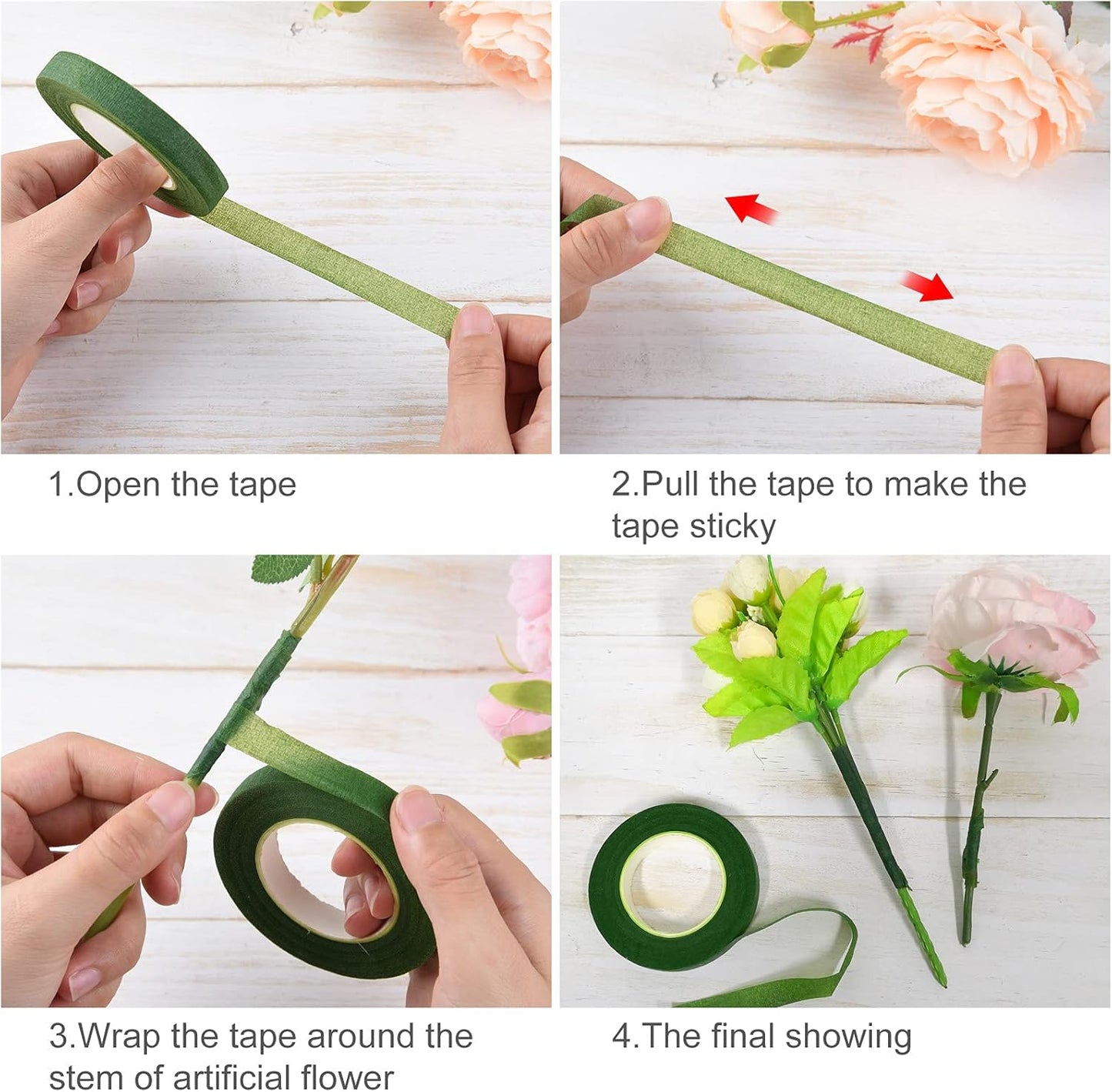 CHRORINE Floral Arrangement Kit Floral Tapes 22 Guage Floral Stem Wire 26 Gauge Green Floral Wire for Bouquet Wreath Making Supplies