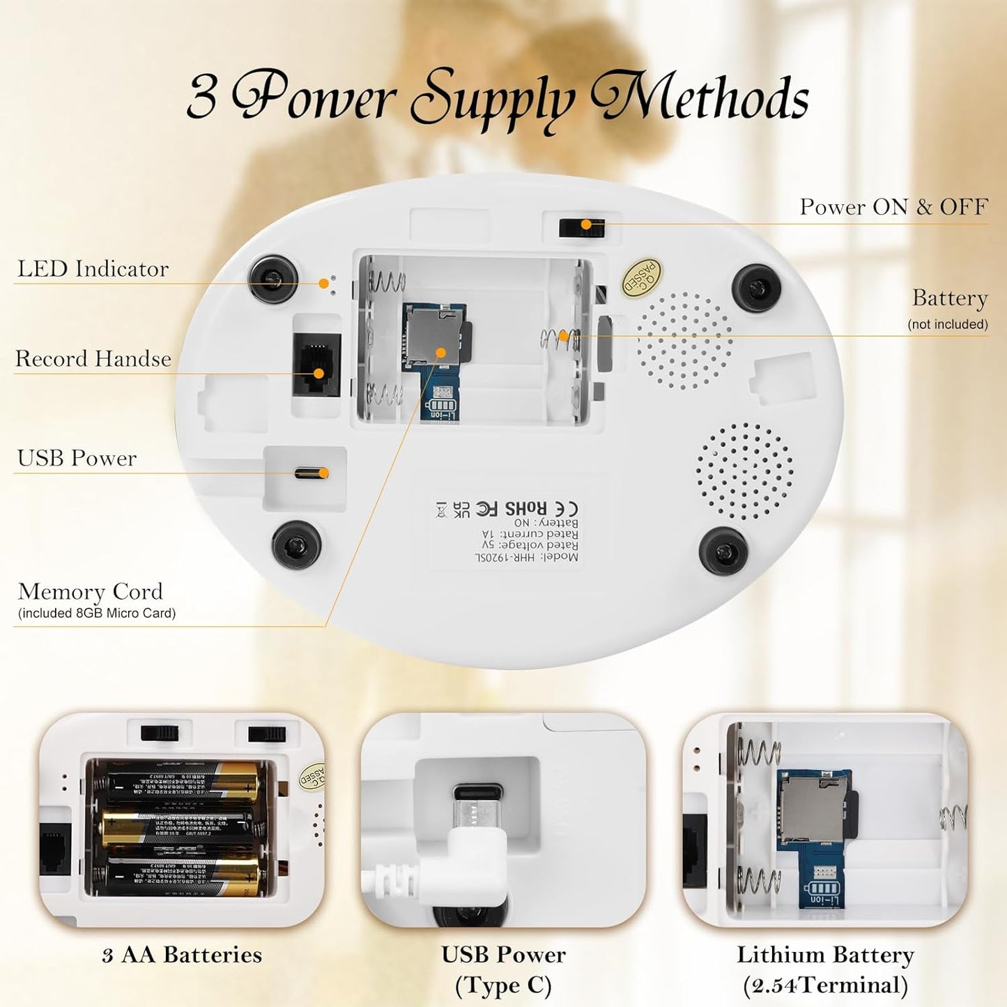 Audio Guest Book Wedding Phone,Audio Guestbook Phone Vintage Style Audio Message Voicemail for Graduation Retirement Party Birthdays Baby Shower Special Occasions (White)