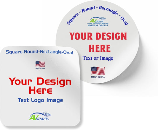 Avgrafx 120 3" Custom Personalized Stickers Labels Vinyl Waterproof Dishwasher Safe, Made USA, Any Text or Image