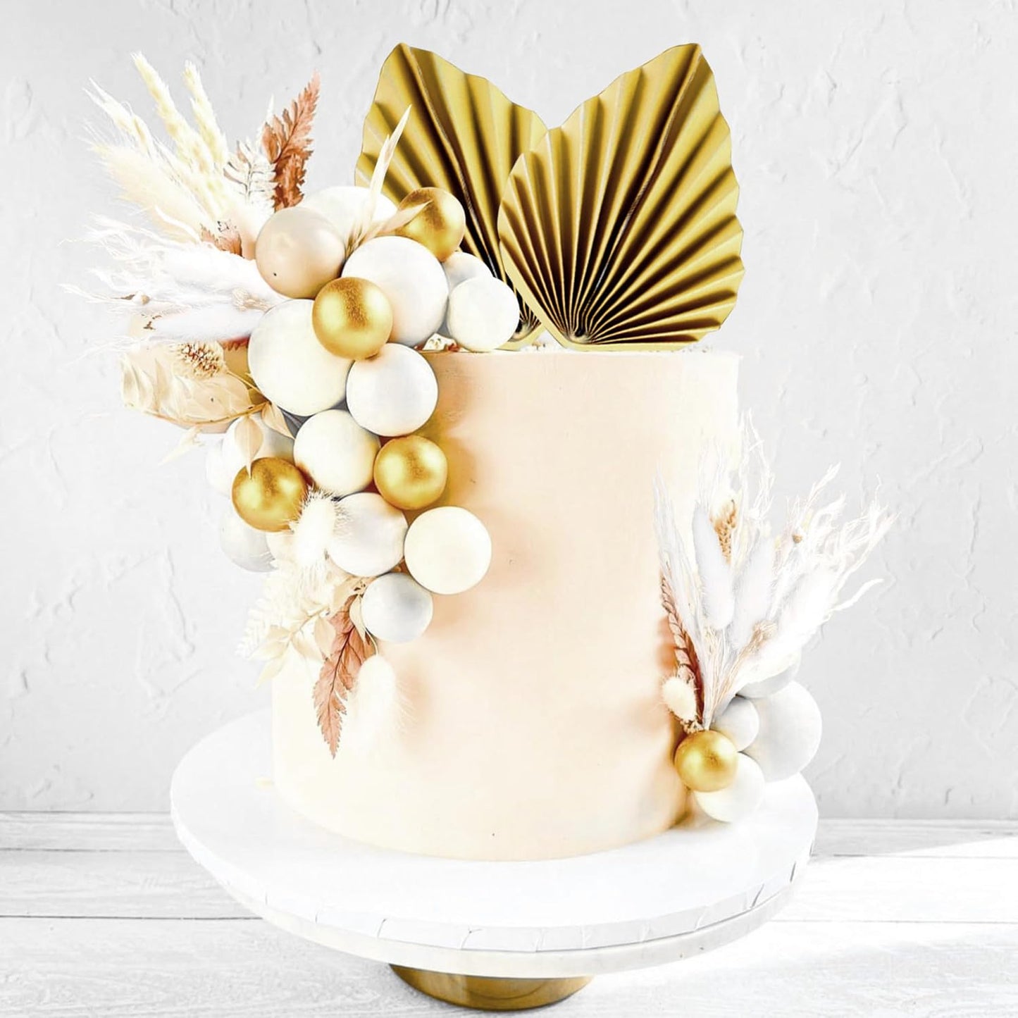 JeVenis Champagne Cake Decoration Gold Balls Cake Decoration Gold Palm Leaves Cake Topper Bohemian Wedding Birthday Birthday Anniversary