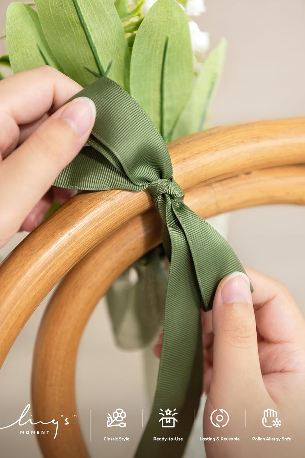 Ling's moment 8pcs Wedding Artificial Aisle Pew Flowers Chair Decorations Arrangements with Chiffon Ribbons Lilac Purple Gold for Ceremony Chair Back Floral Decor Reception Church Party Outdoor