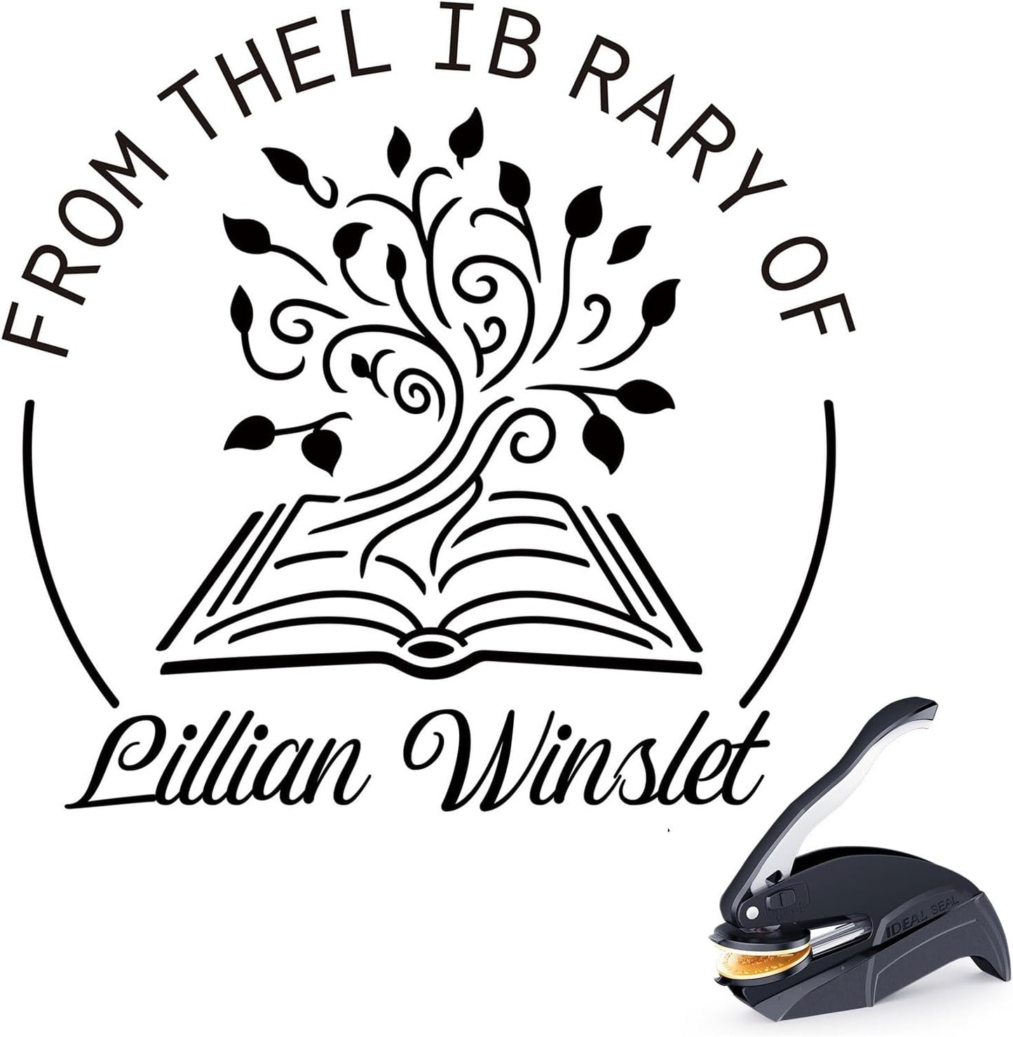 Personalized Book Embosser - Custom Library Stamp, Personal Gifts for Book Lovers, Readers, Teachers (BT-01)