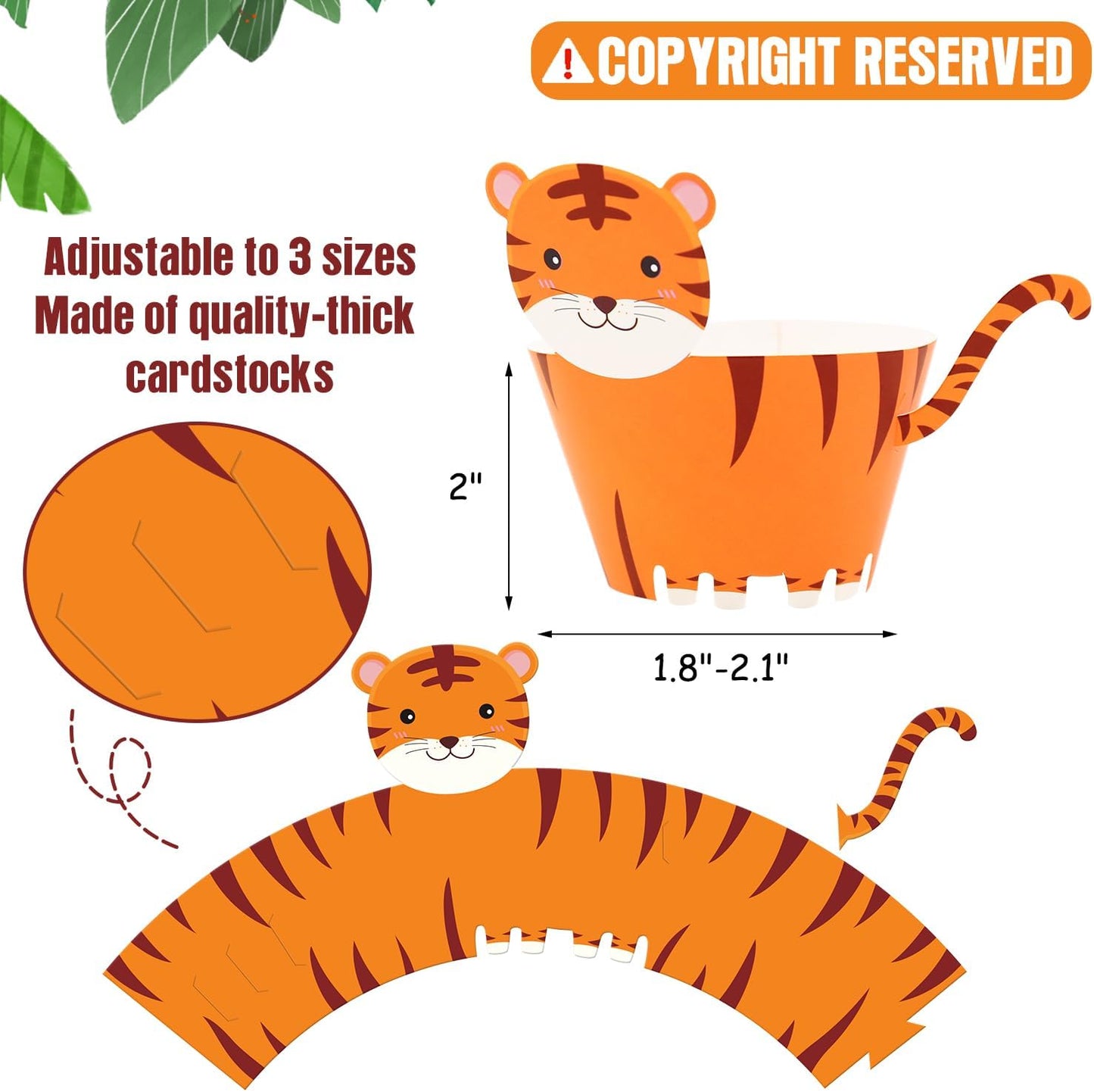 48 Pcs Jungle Safari Animal Cupcake Wrappers Wild Party Cake Decorations Jungle Wild Cake Wrappers for Baby Shower Birthday Themed Decorations Safari Party Supplies
