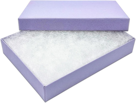 TheDisplayGuys - 25-Pack #53 Kraft Paper Cardboard Gift Boxes/Jewelry Cases w. Cotton Padding & Lid - Light Lavender - (5.4" x 3.9" x 1.0")