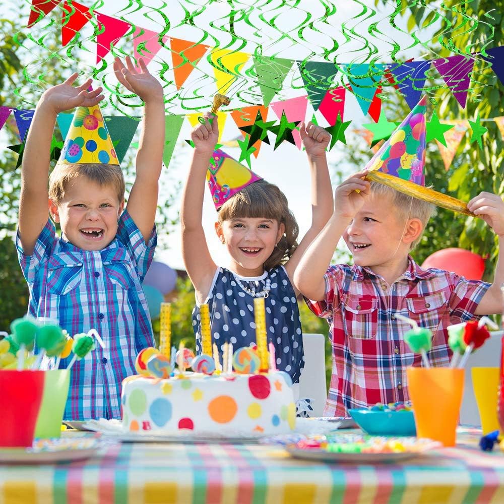 BEISHIDA Green Star Hanging Swirl Decorations,Hanging Gold Party Supplies for Graduation Wedding Baby Shower Decorations,Pack of 15