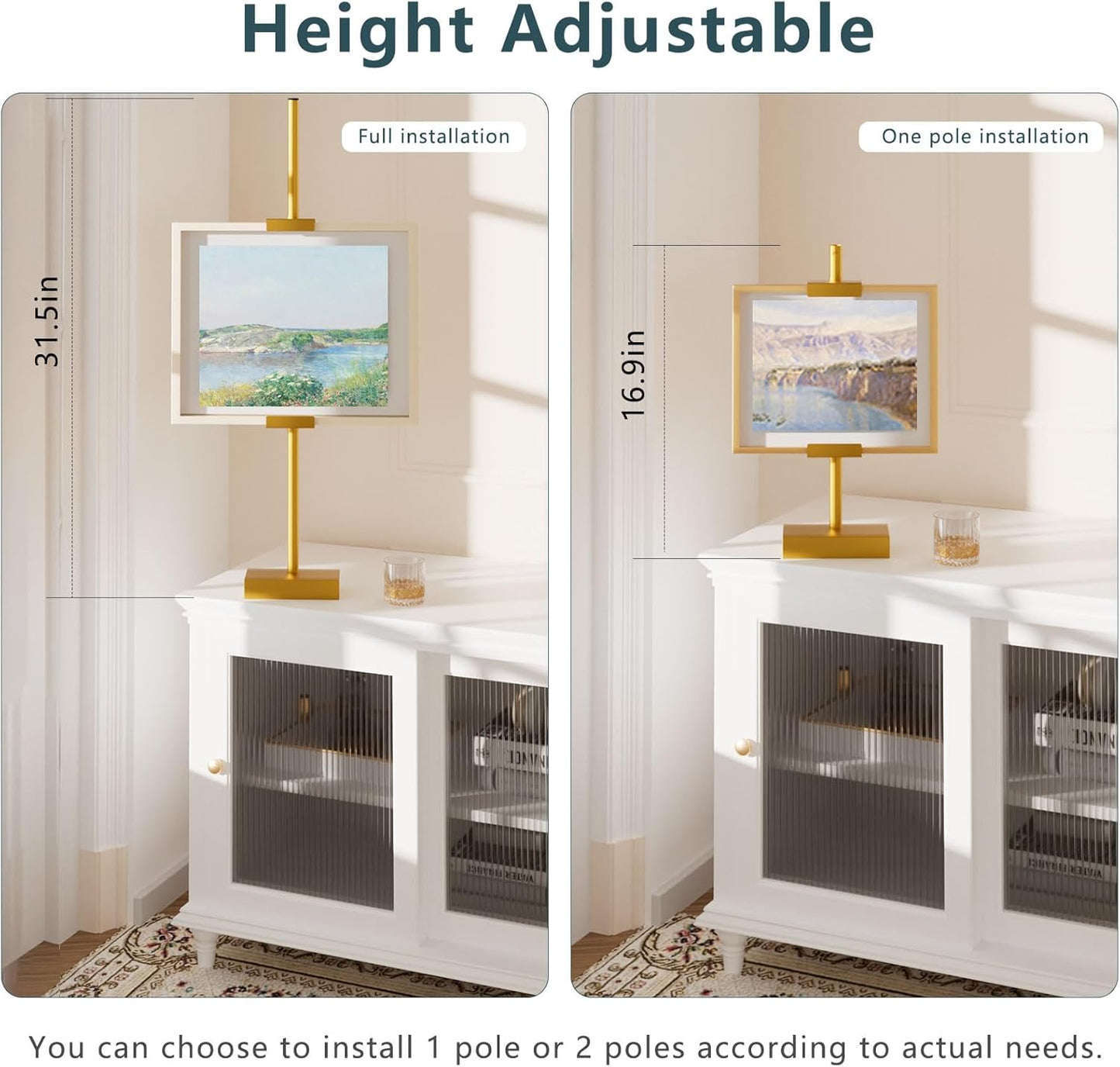 Tabletop Picture Frame Stand, Adjustable for Frames Up to 29" H, Frame Holder Stand Table Easels for Display, Metal Standing Easel Display Stand for Picture Frames, Artwork, Canvas (Gold)