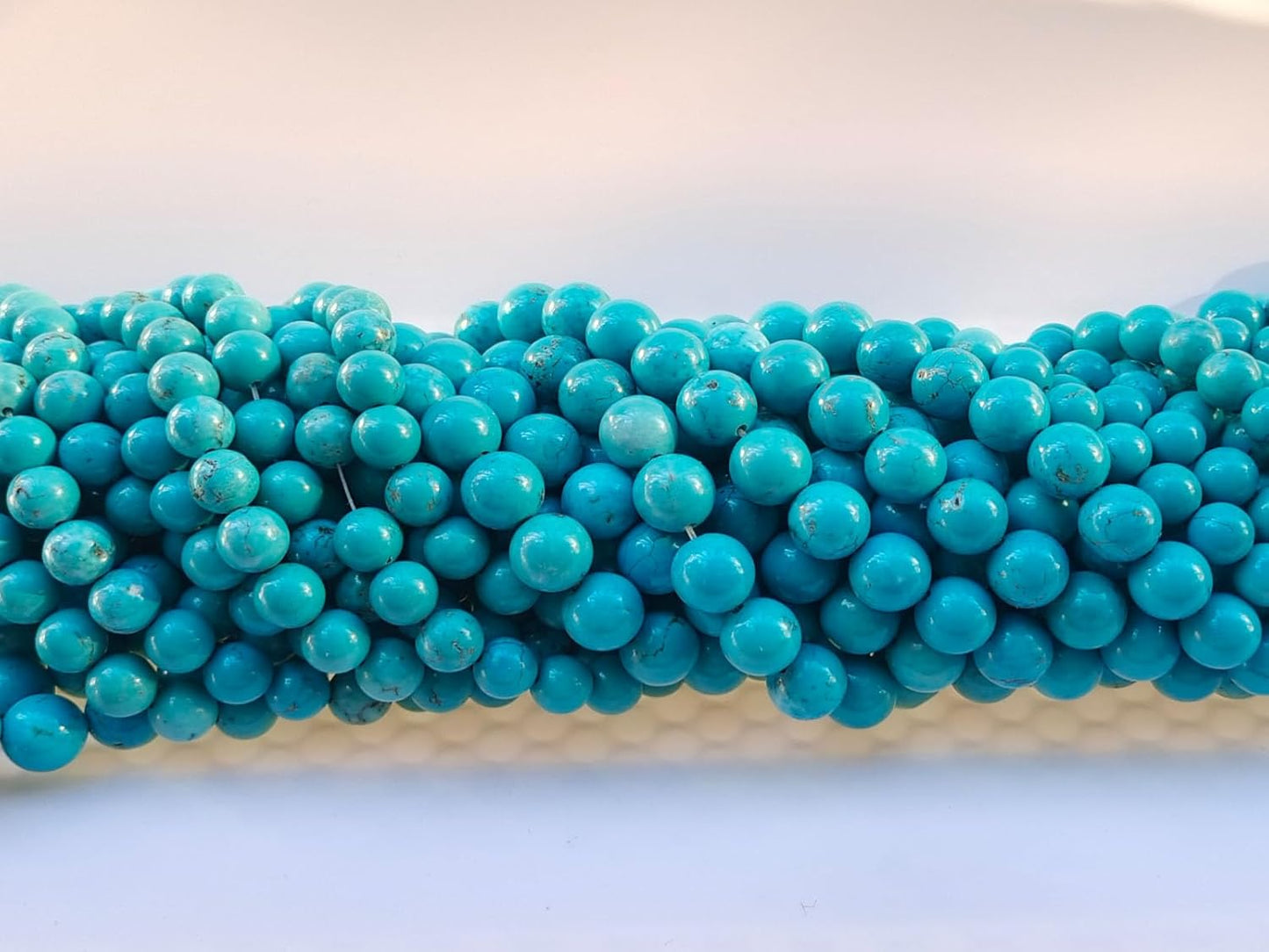 Stone Beads 10mm 60pcs Blue Turquoise Beads Round Loose Gemstones Beads for Bracelet Necklace Jewelry Making (10mm, 61025 Blue Turquoise)
