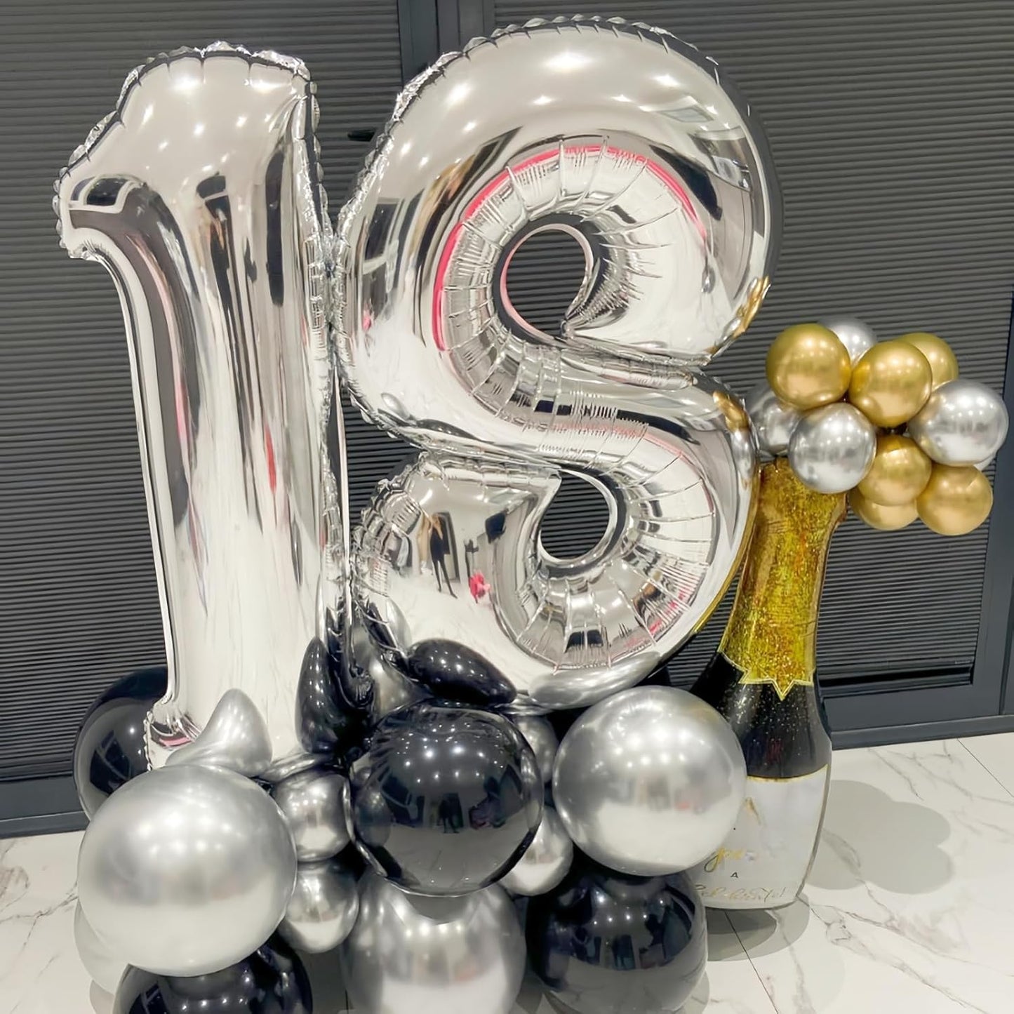 Large Silver 14 Balloon Numbers, Foil Number 1 and 4 Helium Balloon, 40 Inch Mylar Self Inflating Number 14 Balloon Set for Girls Boys 14th Birthday Party Decor Women Anniversary Decorations Supplies