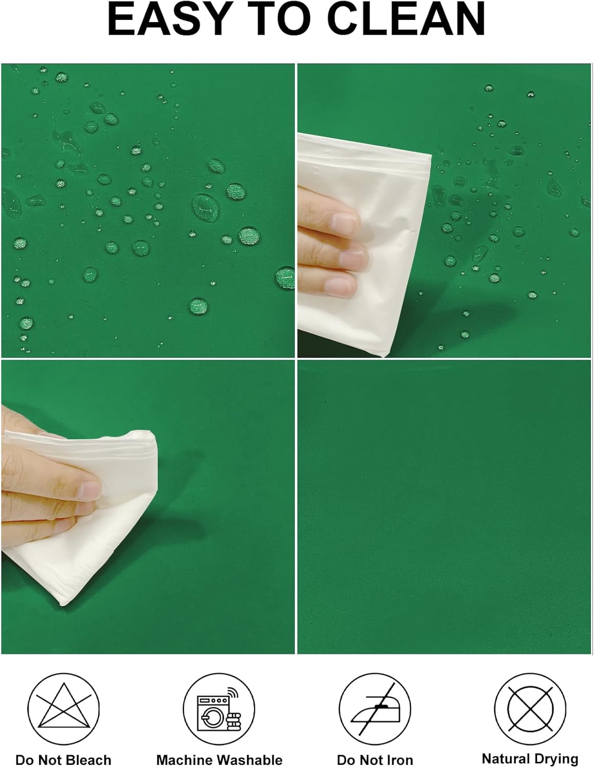 Fokitut 2 Pack Waterproof Square Tablecloth, 52x52 Inch, Stain Resistant and Wrinkle Polyester Table Cloth, Fabric Table Cover for Kitchen Dining, Wedding, Party, Holiday Dinner-Emerald