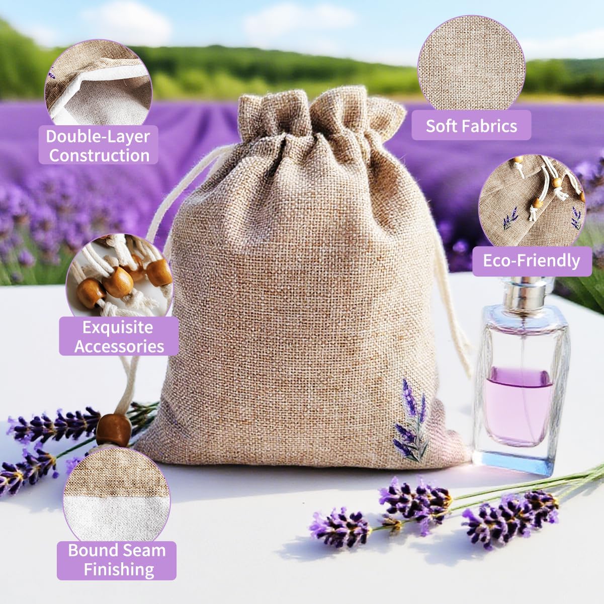 Daclubmenxy D&C 20PCS Sachet Bags Empty for Lavender, Burlap drawstring bags, Jewelry Pouches 4.5'' x 6.0'' Drawstring Gift Bags for Wedding, Christmas, Party Favor Bags (Brown, 4×6in)