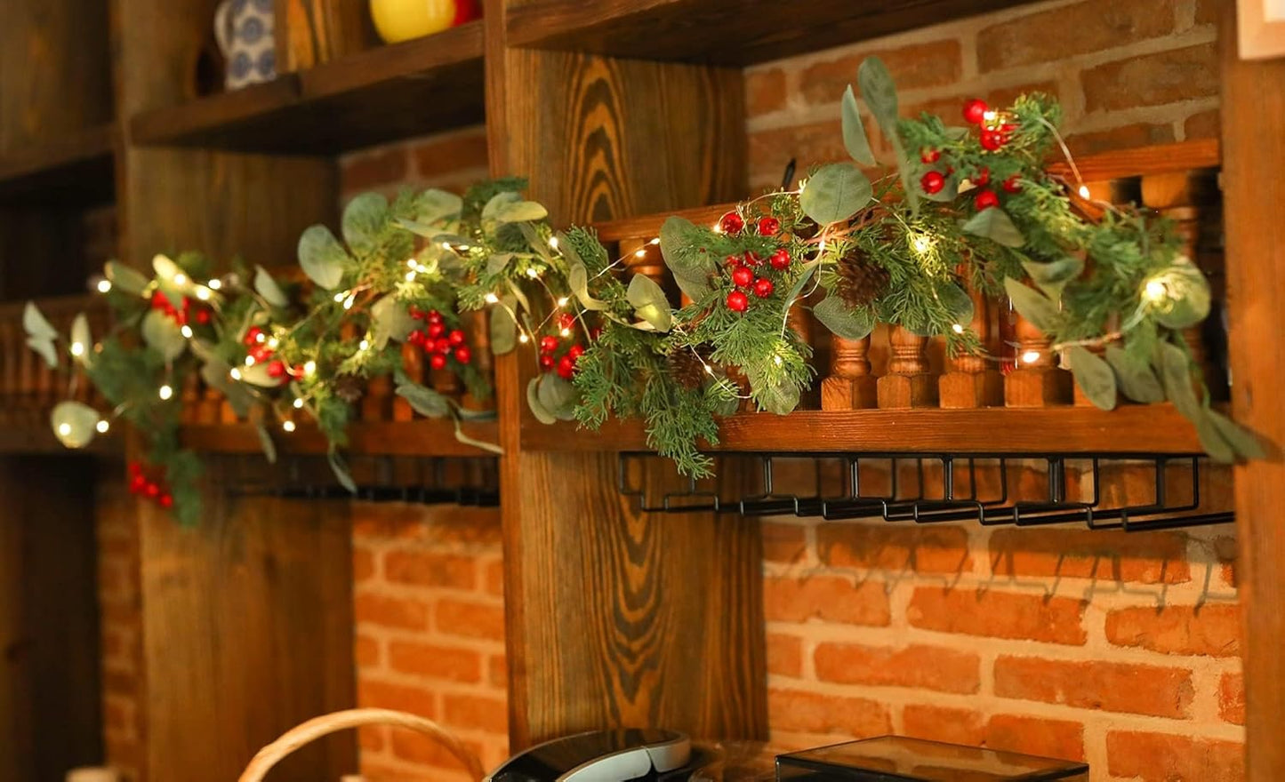 6.3FT Christmas 108 Branch Tips Artificial Cedar Garland, Anna's Whimsy Artificial Pine Cypress Greenery Garland, Christmas Decorations Indoor Outdoor Decor Winter Garlands