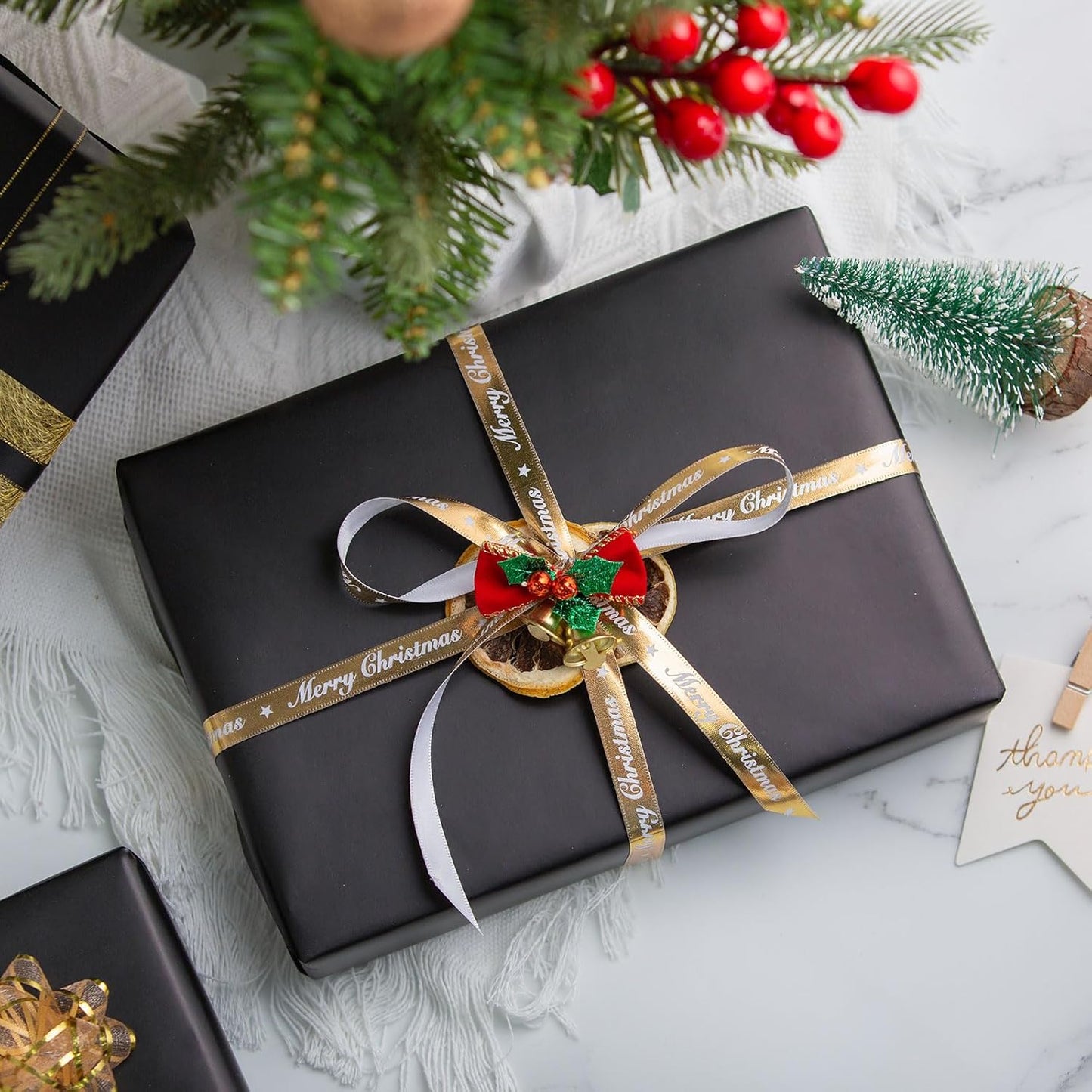 Garbendy Black Wrapping Paper - Solid Color Matte Gift Wrapping Paper Roll Perfect for Wedding, Birthday for Men, Christmas,Graduation Gifts, Father's Day Gifts - 17 Inch X 33 Feet