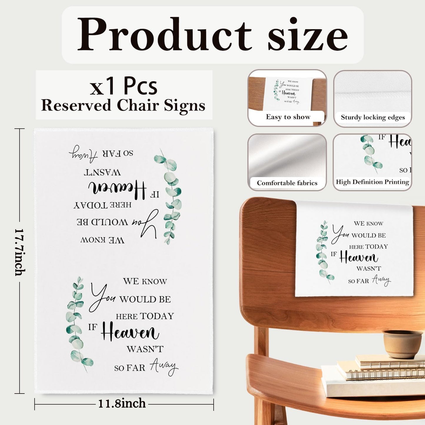 In Loving Memory Wedding Sign, If Heaven Wasn't so Far Away Reserved Chair Sign Pew Cloths Seating Placeholder, Wedding Decorations for Reception Celebrations Event (1 Pc)