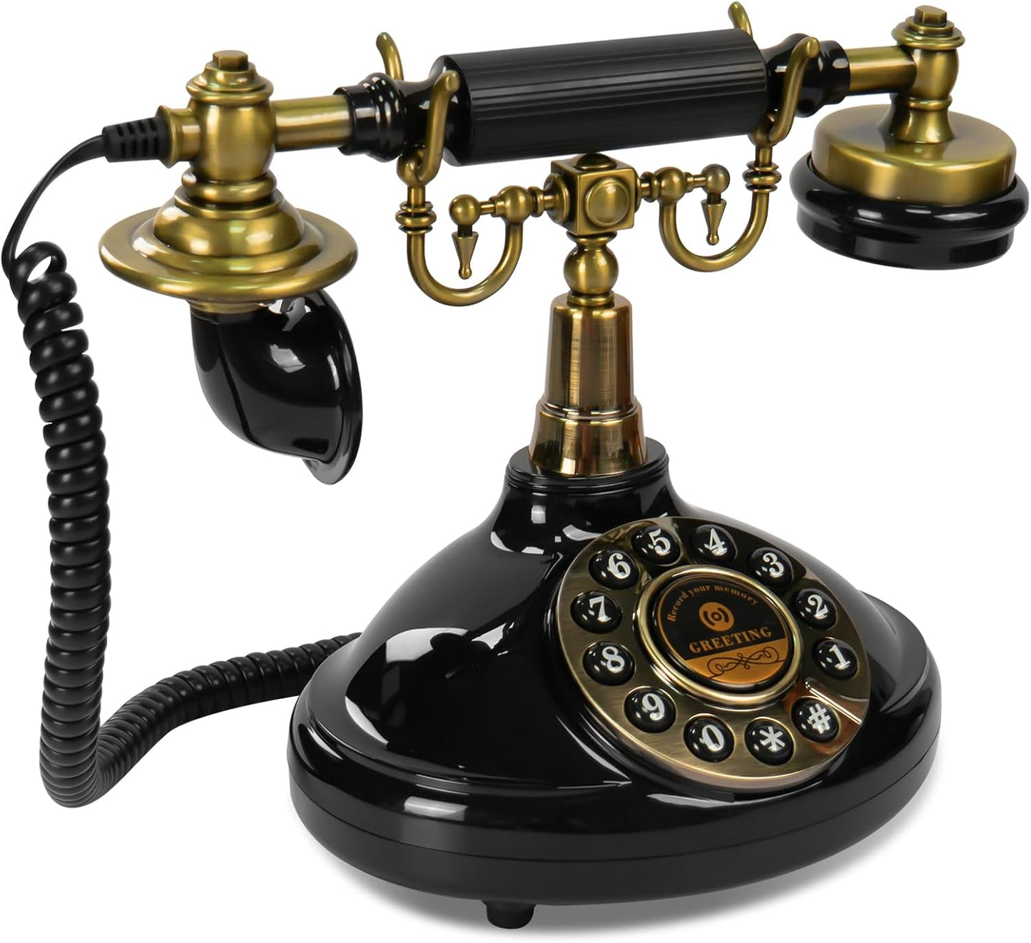 Audio Guest Book Wedding Phone,Audio Guestbook Phone Vintage Style Audio Message Voicemail for Graduation Retirement Party Birthdays Baby Shower Special Occasions (Black)