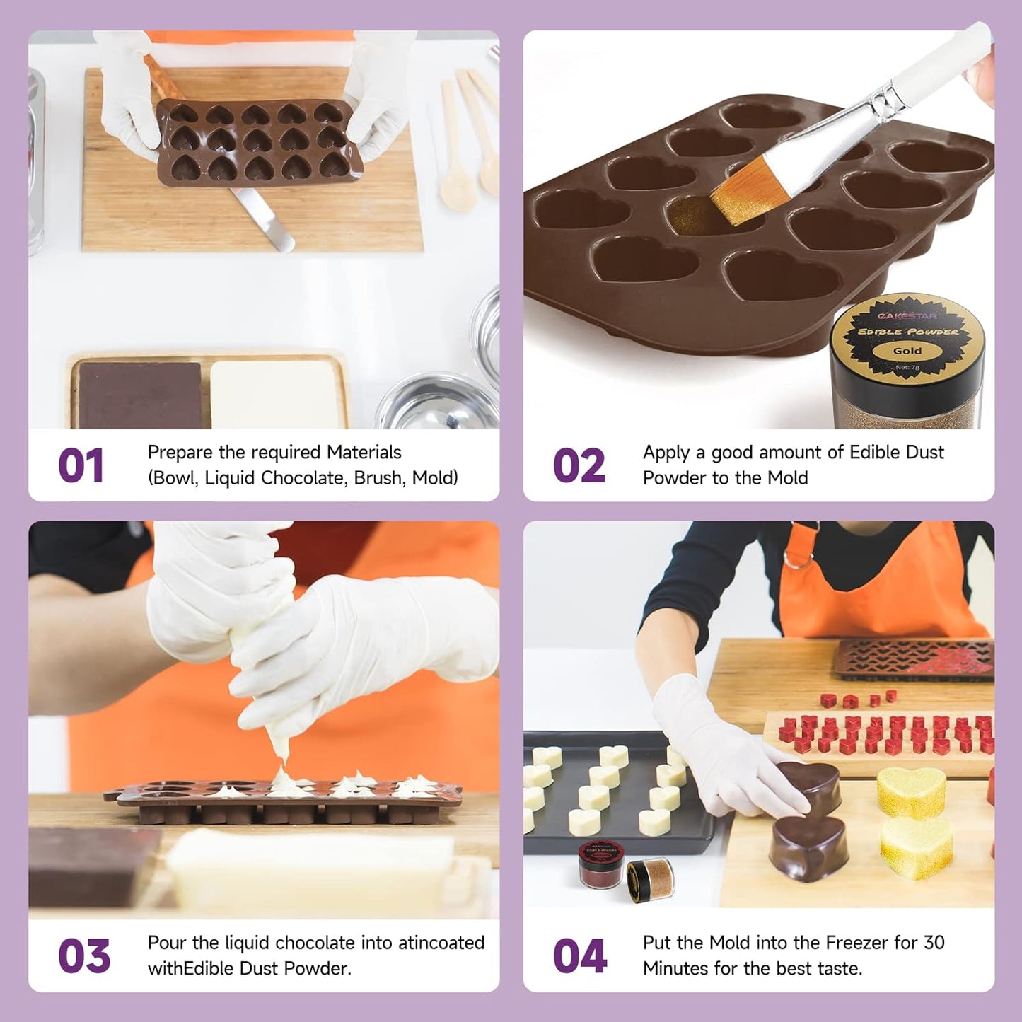 Cakestar Edible Glitter, 8 Colors Edible Luster Dust, Edible Glitters for Drinks, Food Shimmer Dust for Cookies, Cake Decorating, Strawberries, 7g/bottle