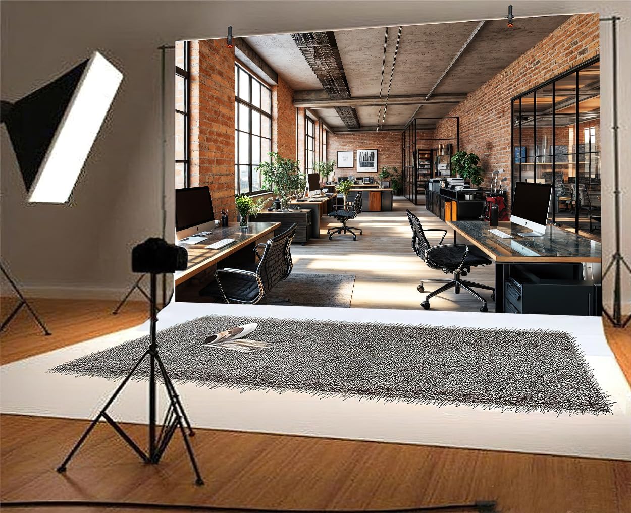 6X6ft Office Video Photo Backdrop Photography Background for Recording Conference, Zoom Home Podcast Backdrops Photo Booth Prop Decorations Wall Decor Tablecloth