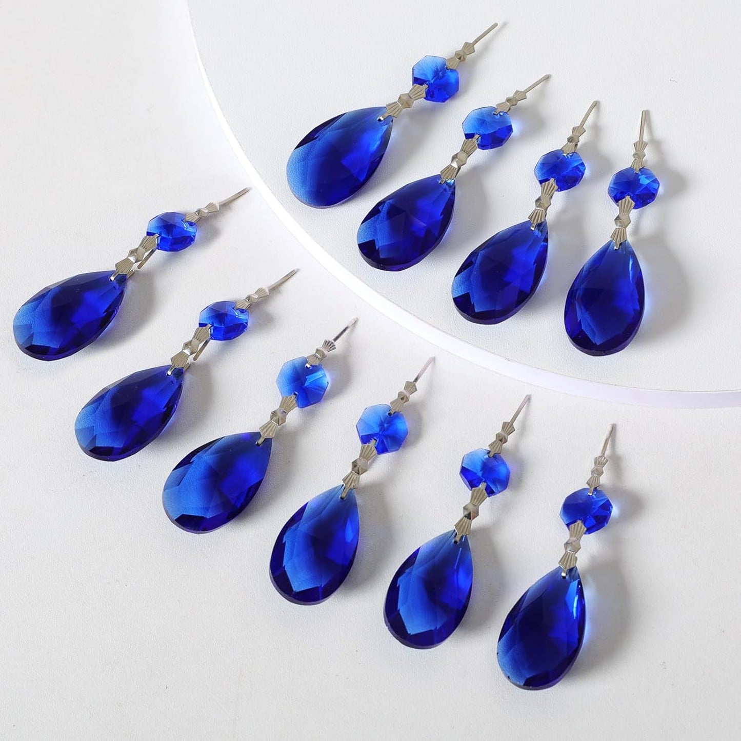 10pcs Crystal Prisms Chandelier Blue Ornament Pendants Rainbow Maker 38mm Drop Prism Hanging Prisms for Wedding Party Chrismtmas Decoration DIY Jewelry