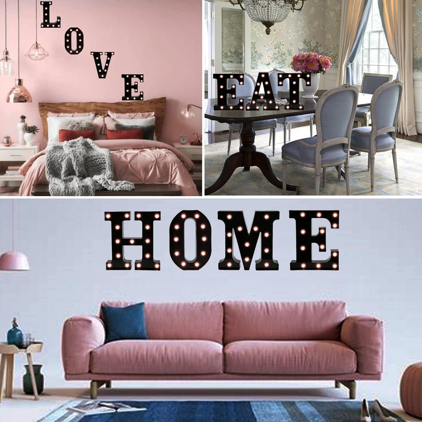 Light Up Black Alphabet Marquee Letters Sign LED Marquee Number Lights Sign for Night Light Home Bar Christmas Lamp Birthday Party Wedding Decoration P