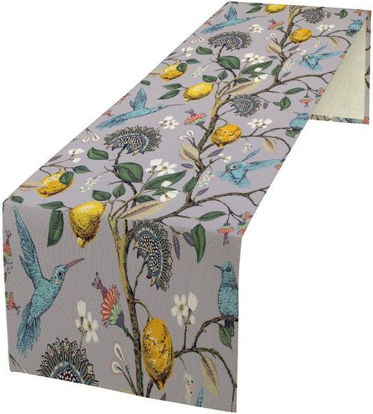 Table Runner with Flowers and Birds, Spring Plant Flowers Table Decoration Linen Table Runner Family Party Party Decorations 13x90 Inches