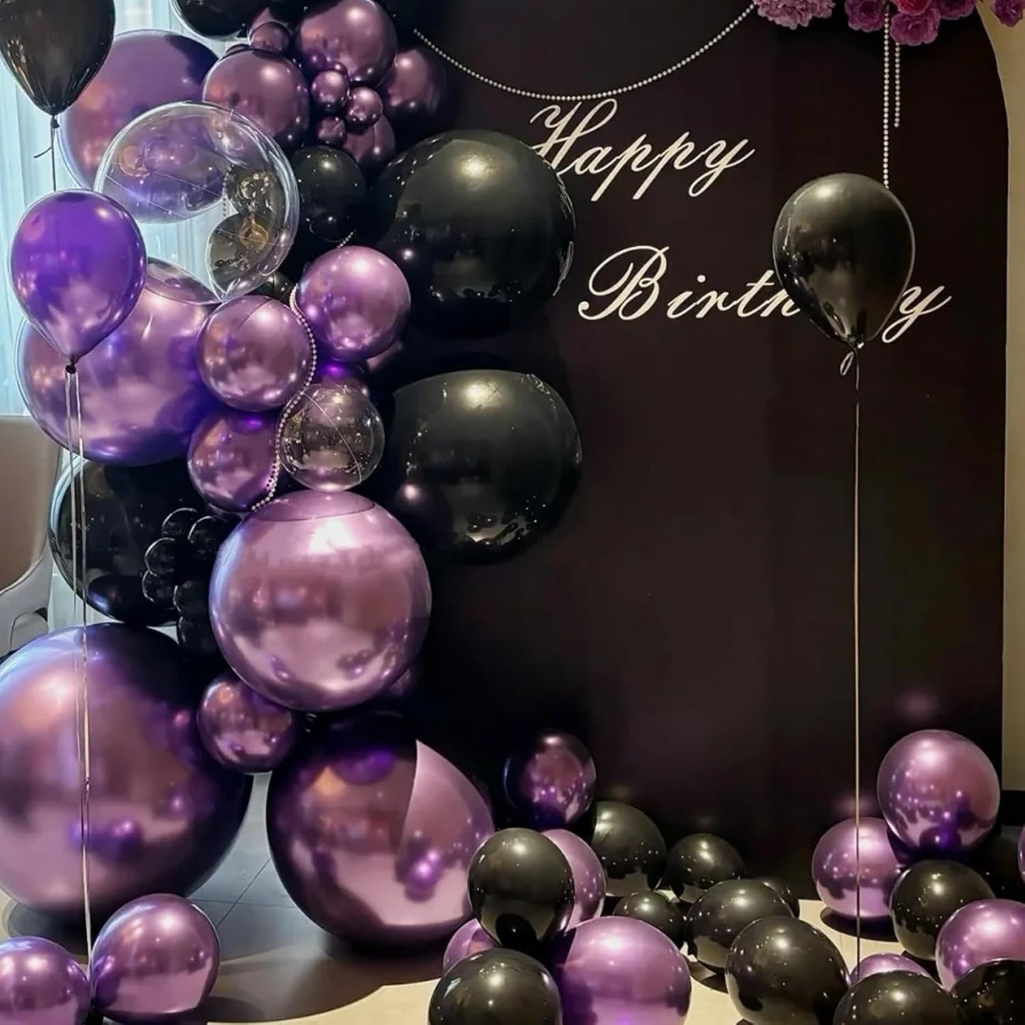 90pack Metallic Purple Balloons Different Size 18/12/10/5 Inch Metallic Purple Balloon Garland Arch Kit for Graduation, Wedding, Birthday, Anniversary, New Year Party Decorations