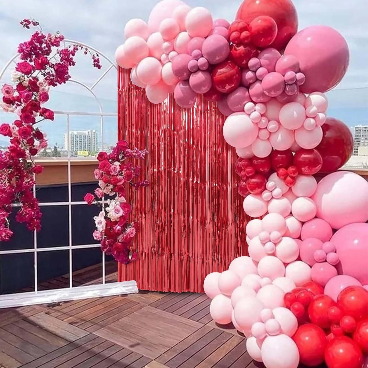 Crosize 7 Pack 3.3 x 9.9 ft Red Foil Fringe Curtains Party Decorations, Red Tinsel Curtain Backdrop for Parties, Door Streamers, Glitter Streamer Backdrop for Birthday Decoration, Preppy, Baby Shower