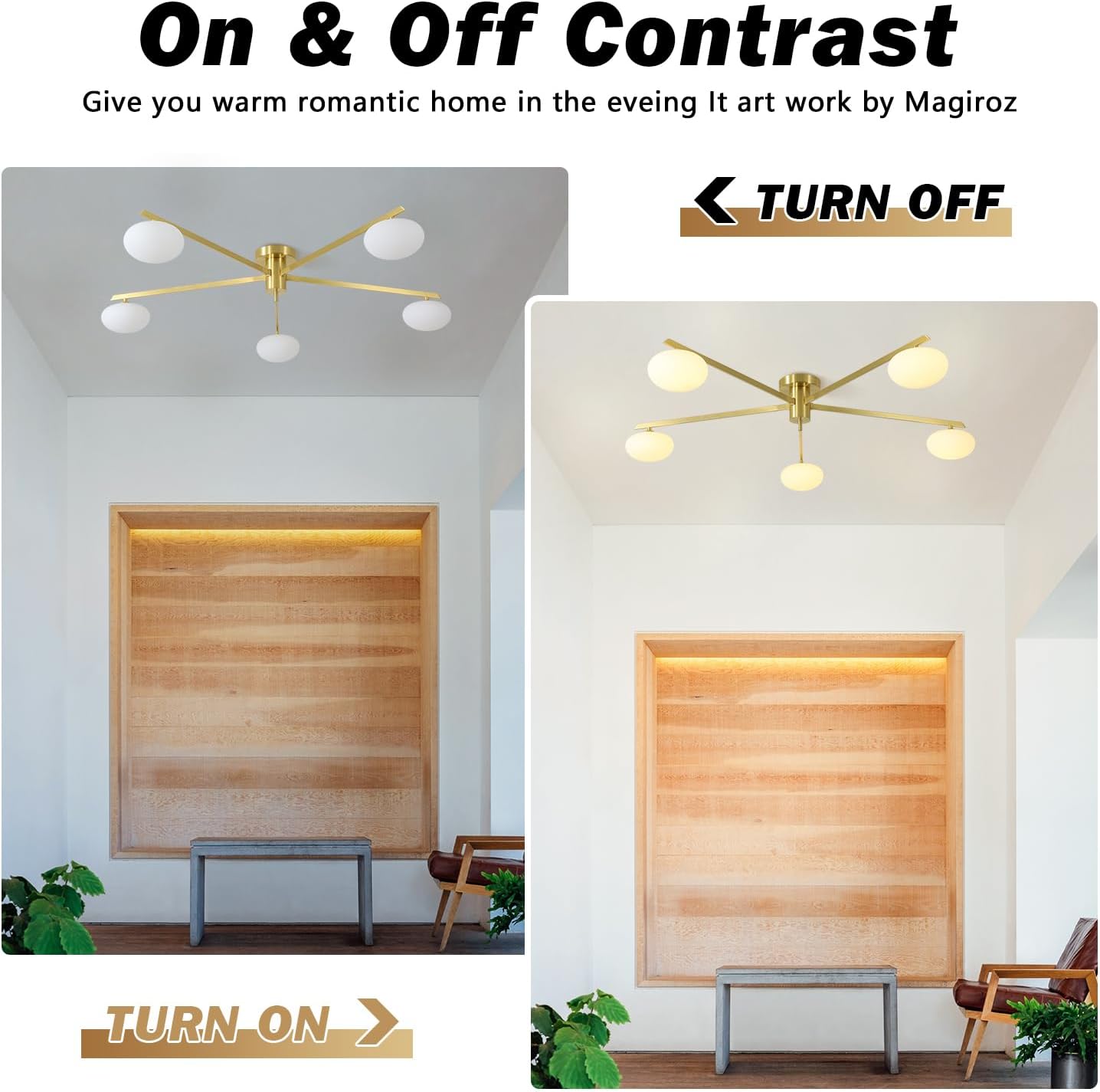 5 Lights Industrial Semi Flush Mount Ceiling Light Fixture Gold Modern Sputnik Chandelier Ceiling Light Fixtures Globe Sputnik Ceiling Lamp Glass Close to Ceiling Light Fixtures MCL05-GD