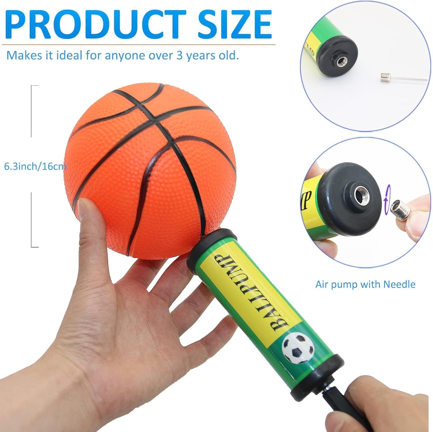 15Pcs 6" Mini Basketball Balls Bulk Small Basketball Set with Pump, PVC Small Basketball for Over The Door Basketball Hoop Games Party Favors Indoor Outdoor Play Adults Kids Pool Beach Basketball