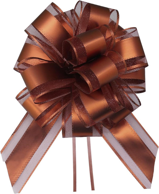 7 Pieces Large Pull Bows, 6 inche, Big Bow for Gift Wrapping, Christmas Party Birthday Gift, Wedding Baskets,Valentine's Day Gift Decorations, Flower Decoration (Coffee)