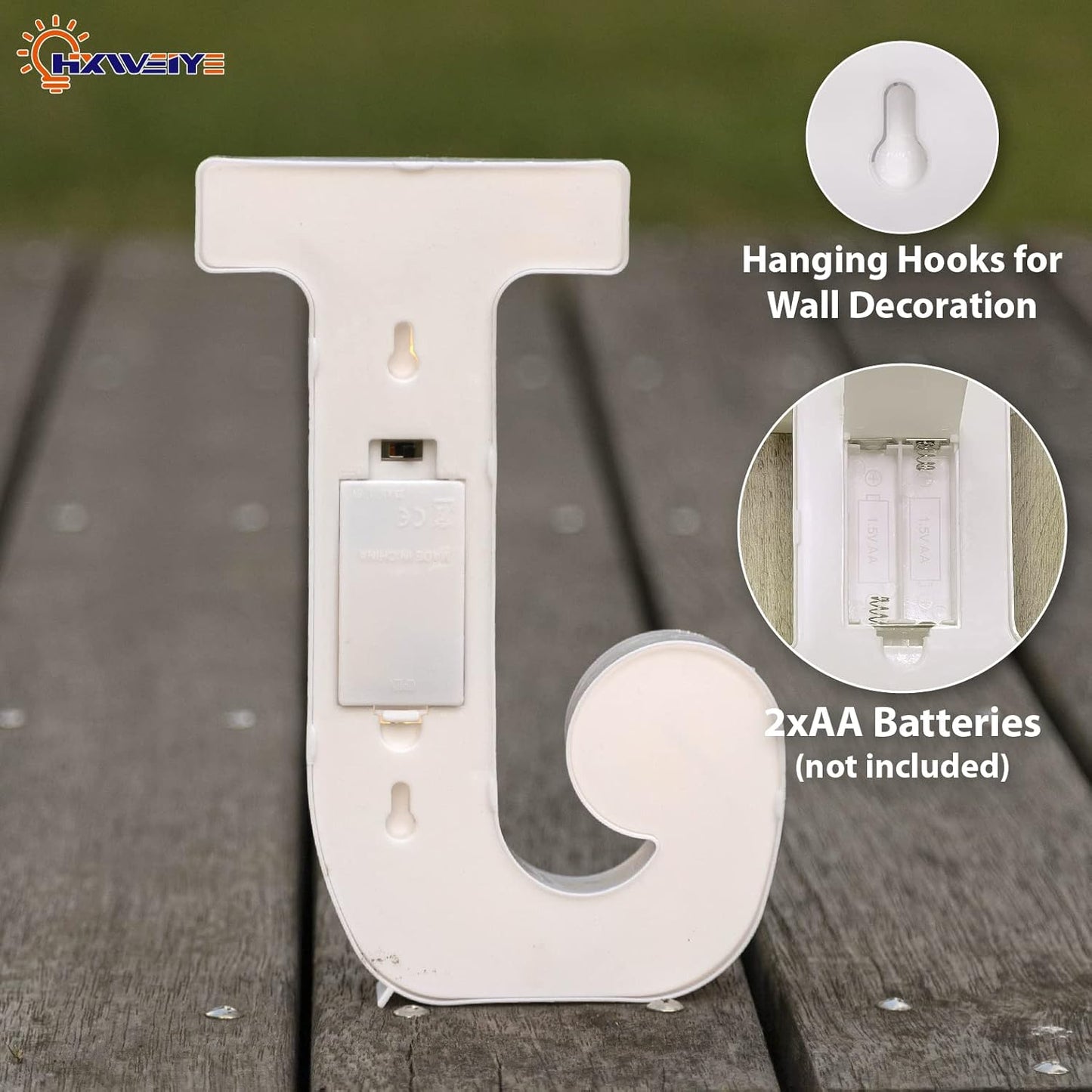 HXWEIYE LED Marquee Letters Lights Sign - J, 26 Alphabet & Number 0-9 Warm White Led Letters for Bar Party Birthday Home Wedding Decor