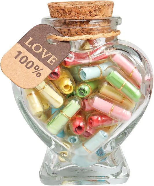 Capsule Letters Message in Glass Bottle，Message Pills Love Letter Gift for Boyfriend Girlfriend Wife Friend Birthday Christmas Anniversary Valentine Day Gift. (44PCS in a Bottle)
