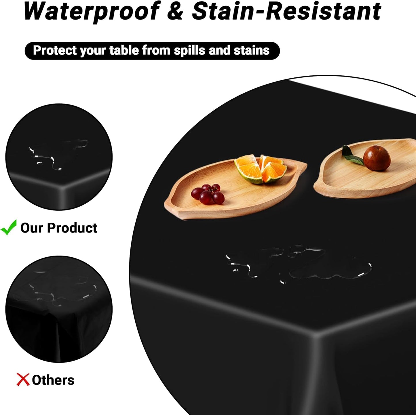 QZYL 4 PCS Picnic Table Cover with Bench Covers, Black Plastic Table Cloths, 54 X 108 in Disposable Waterproof Rectangle Table Covers for Camping Birthdays Weddings Parties Christmas