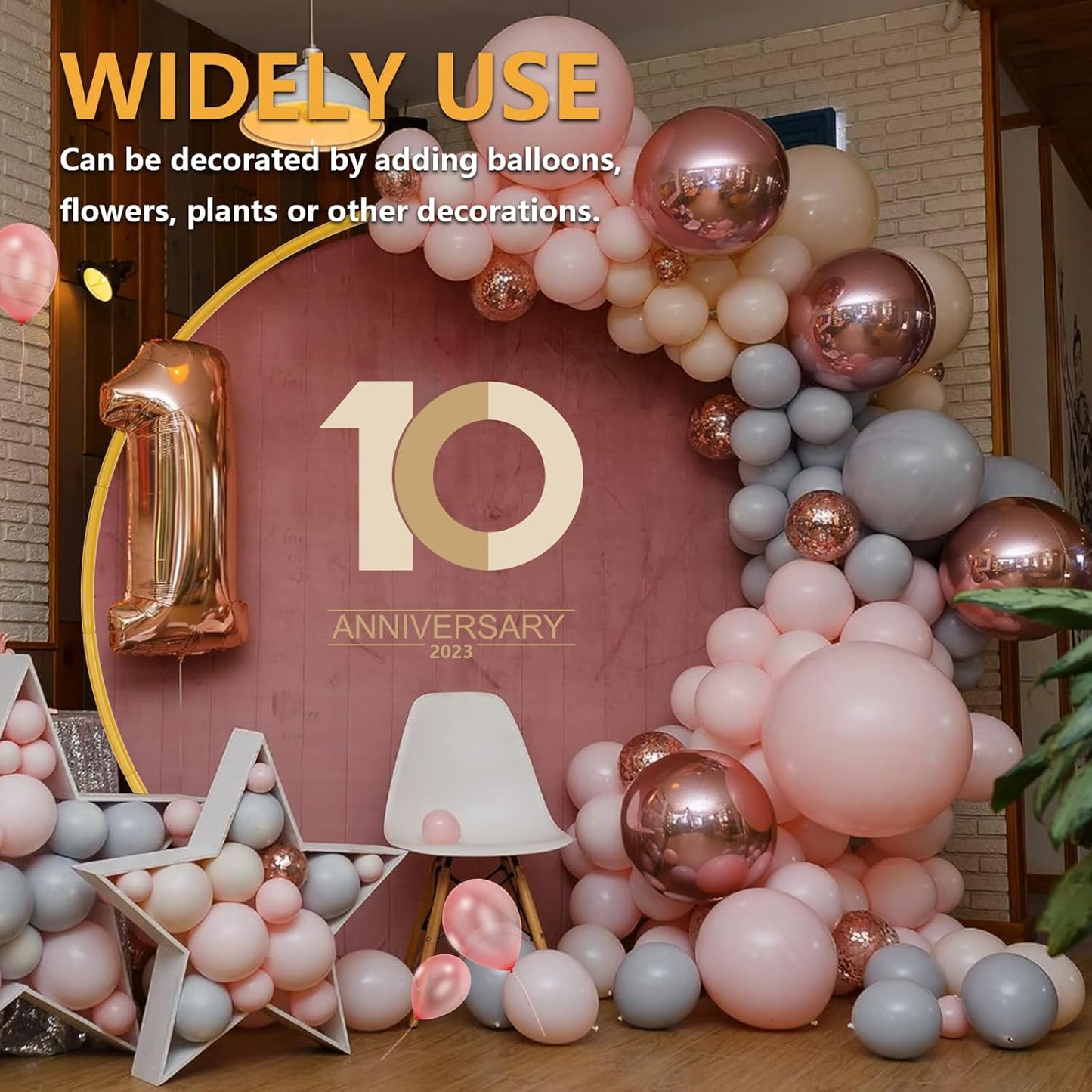 6.6ft Round Backdrop Stand, Stable Balloon Arch Stand, Metal Wedding Arch Backdrop Stand Circle Backdrop Stand Frame for Wedding, Birthday Party, Baby Shower Decoration (Gold)